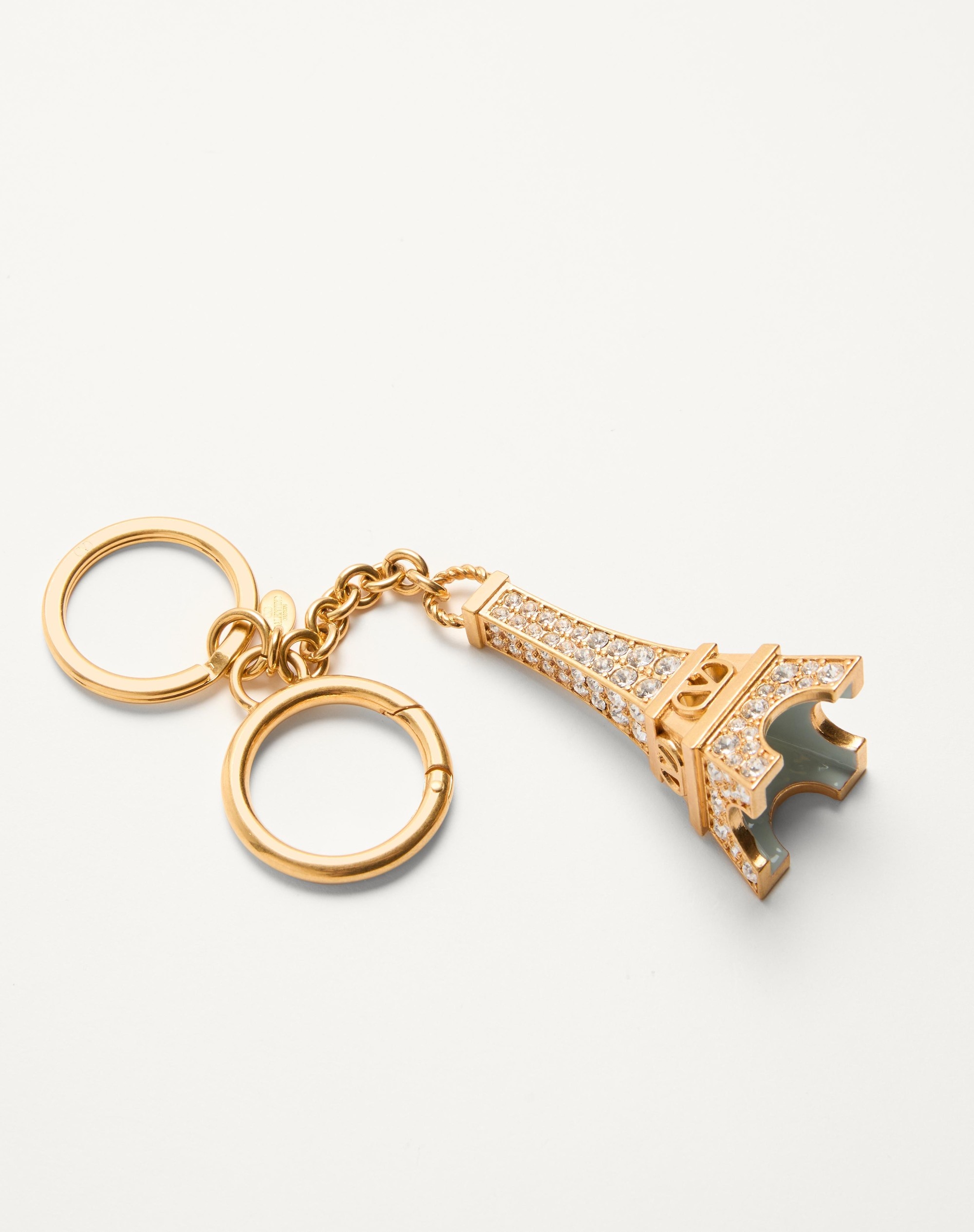 CHEZ VALENTINO BAG CHARM WITH KEY RING IN METAL, ENAMEL, AND CRYSTALS - 3