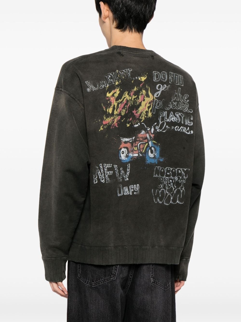 logo-patch distressed sweatshirt - 4