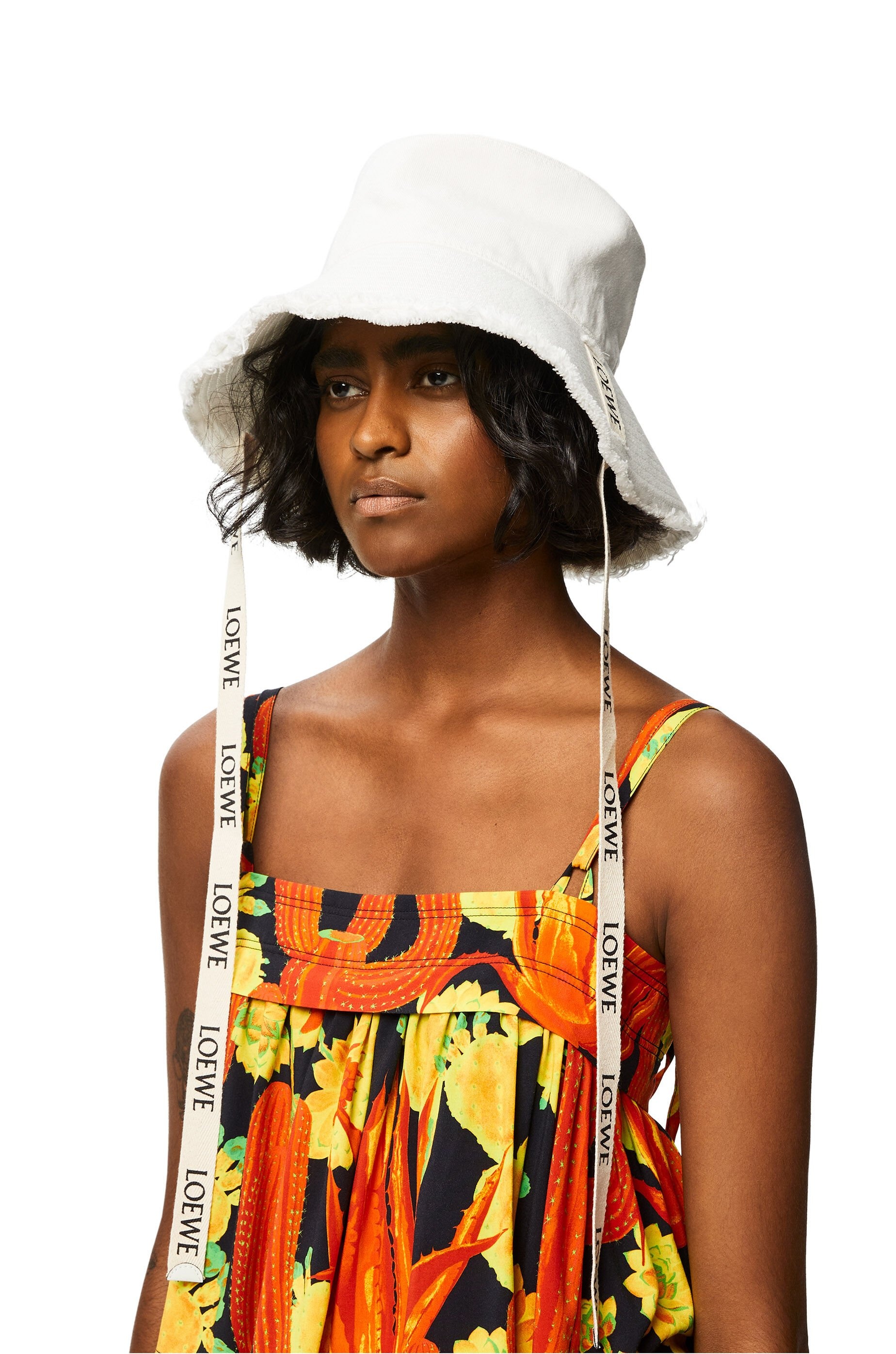 Frayed fisherman hat in denim and calfskin - 3