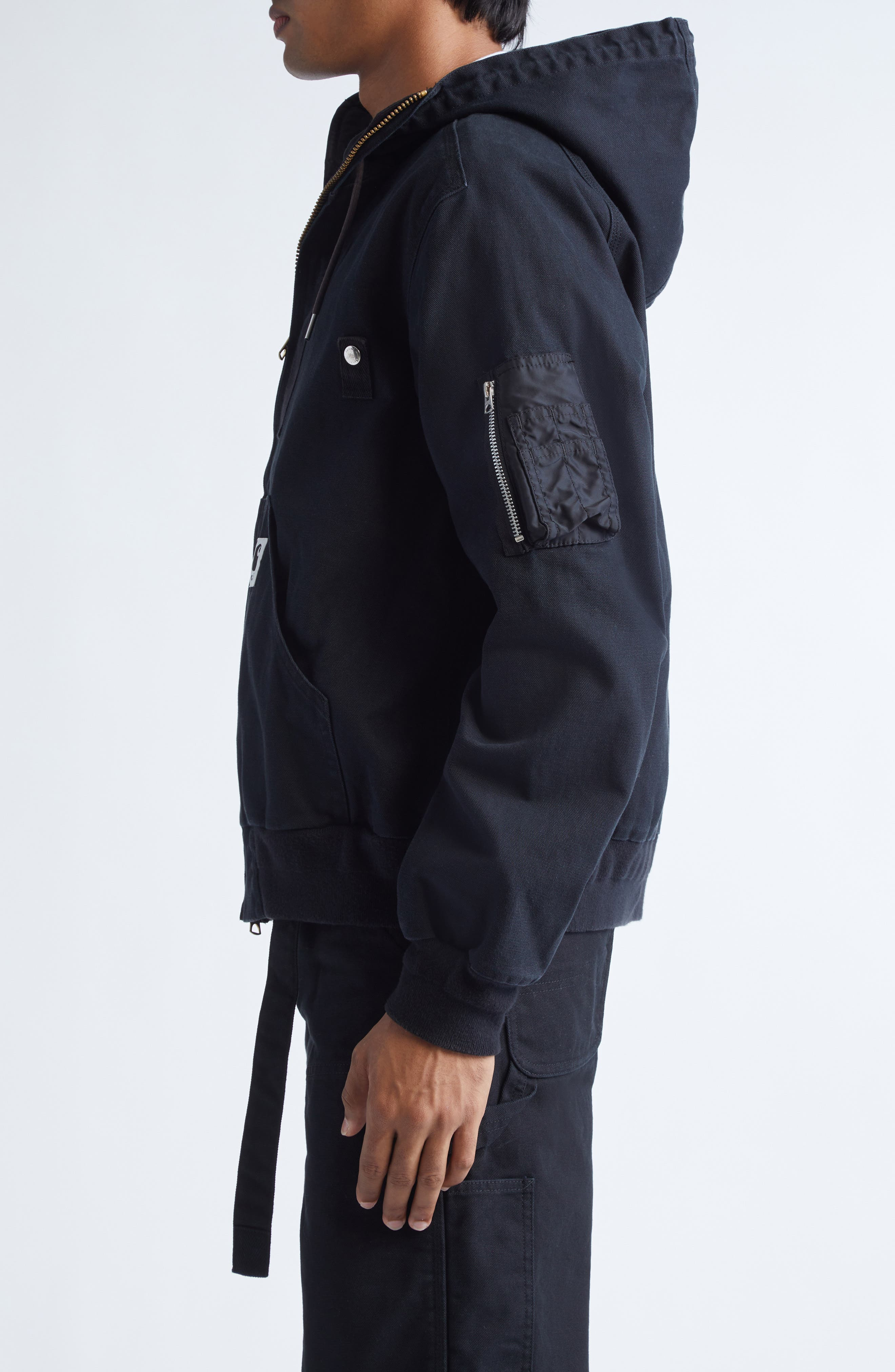 Sacai Carhartt WIP Washed Duck Canvas Jacket in Black at Nordstrom - 4