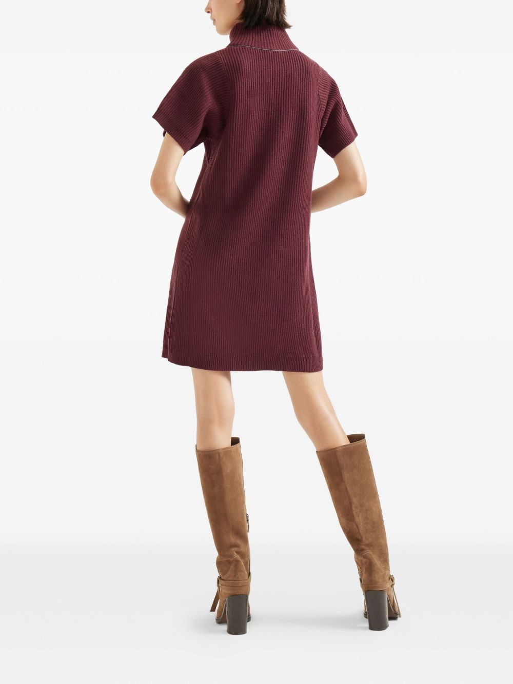 ribbed turtleneck mini dress - 4