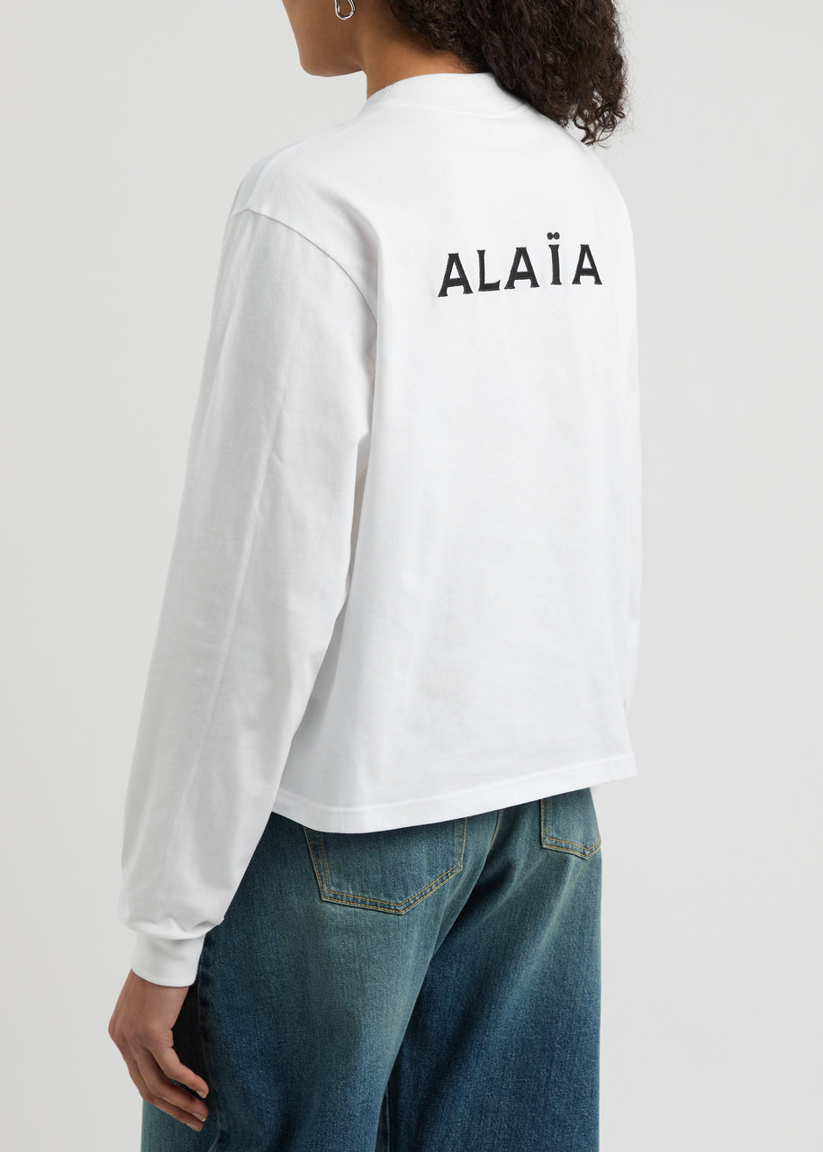 Alaïa Logo-embroidered Cotton top - 3