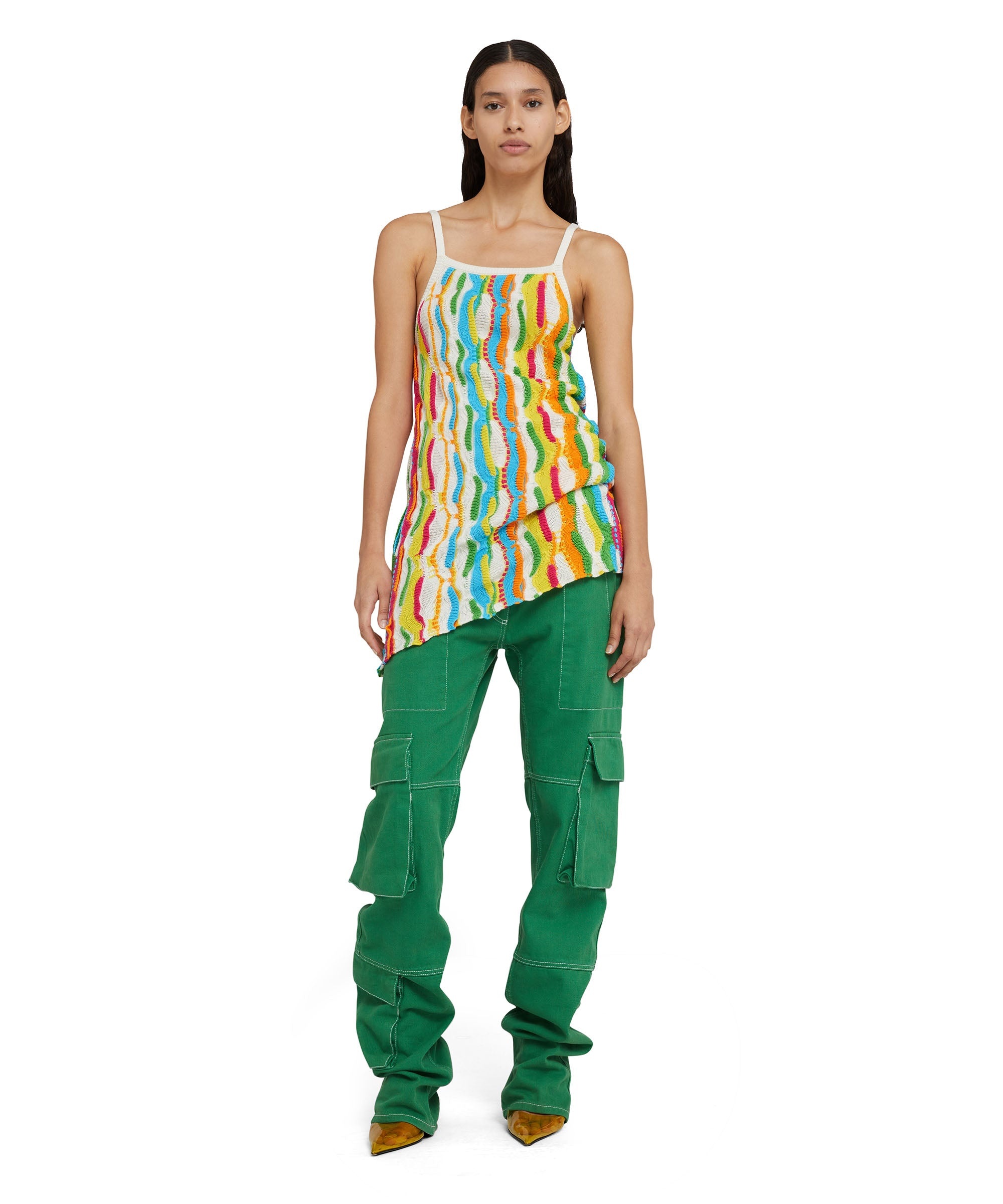 Cotton mini dress with multicolor ruffles - 5