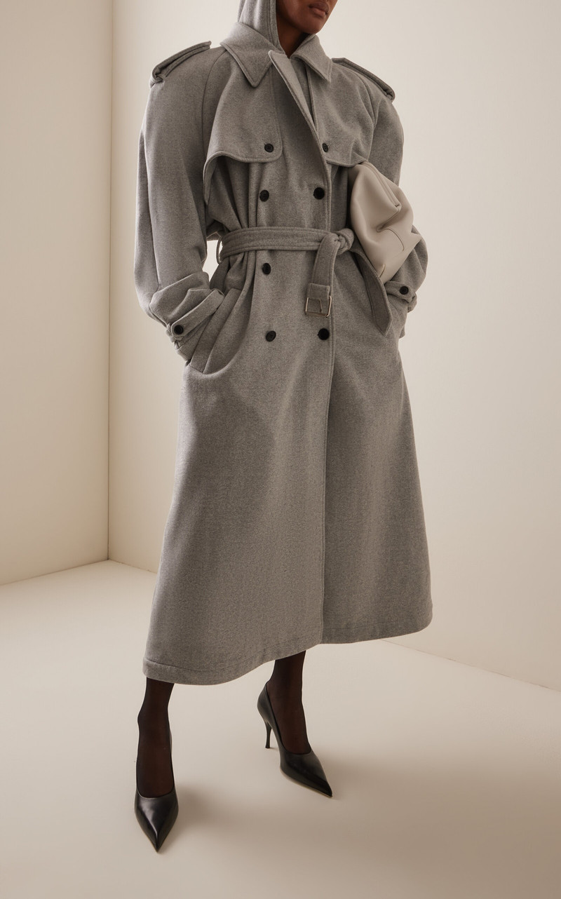 MARIE ADAM-LEENAERDT Hooded Jersey Trench Coat grey outlook