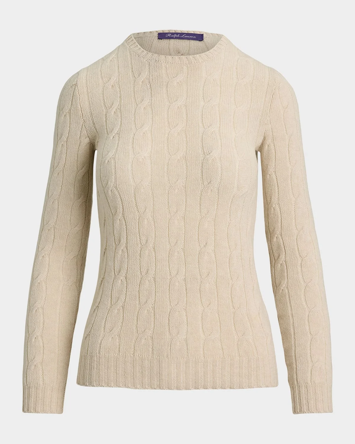 Cable-Knit Cashmere Crewneck Sweater - 1