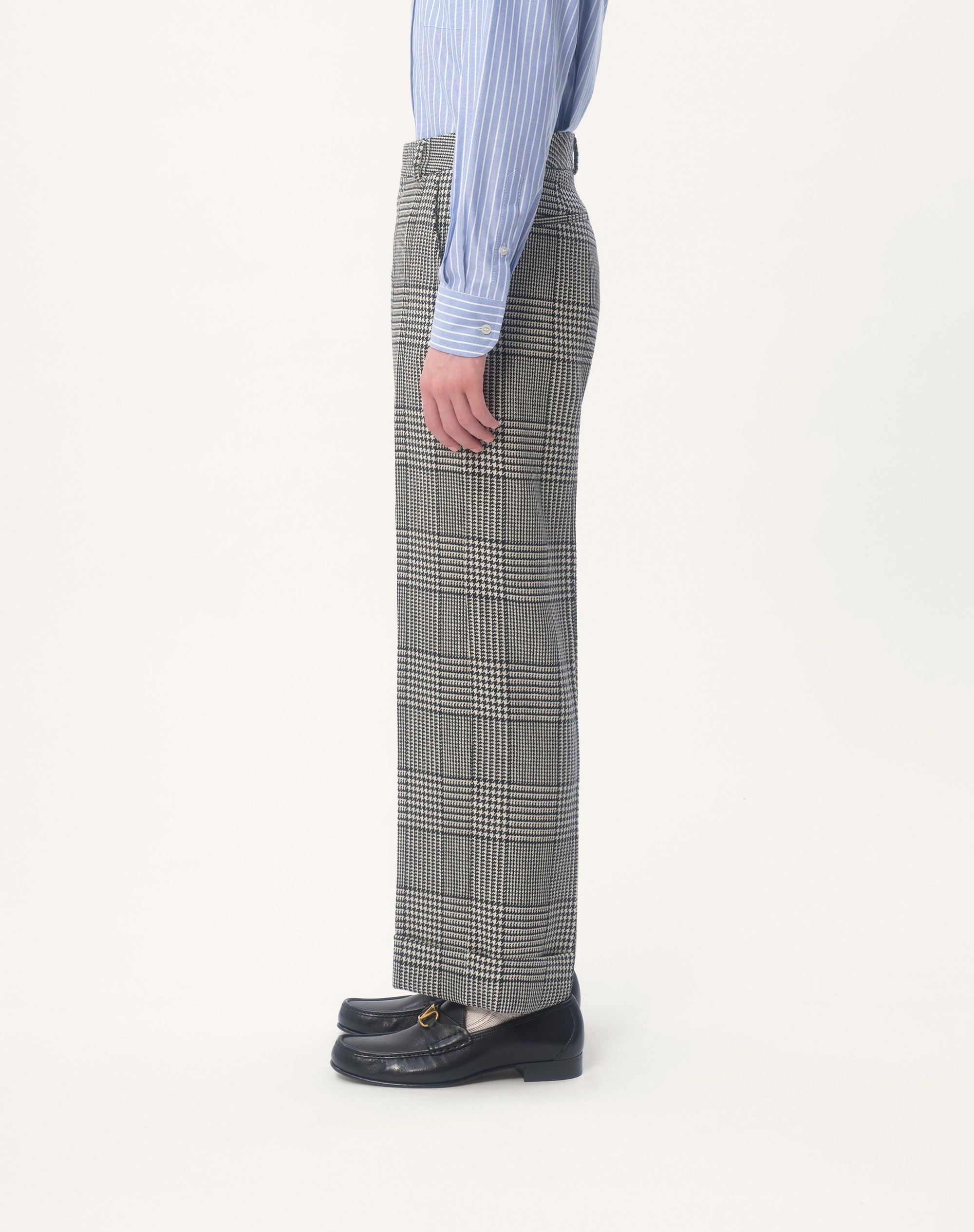 WOOL PANTS WITH TURN-UPS WITH CHECK PATTERN ON HOUNDSTOOTH - 5