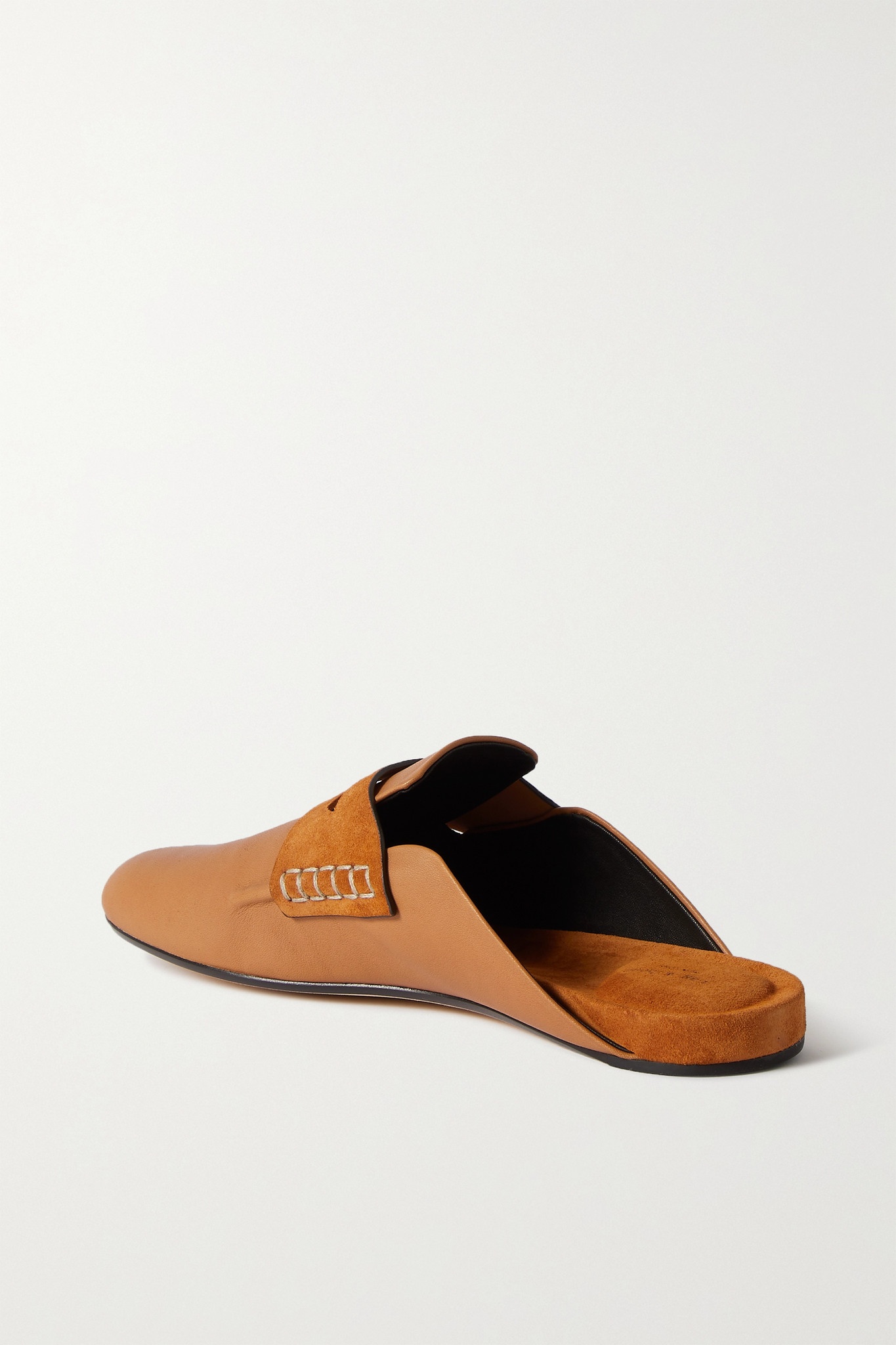 Ansley suede-trimmed leather slippers - 3