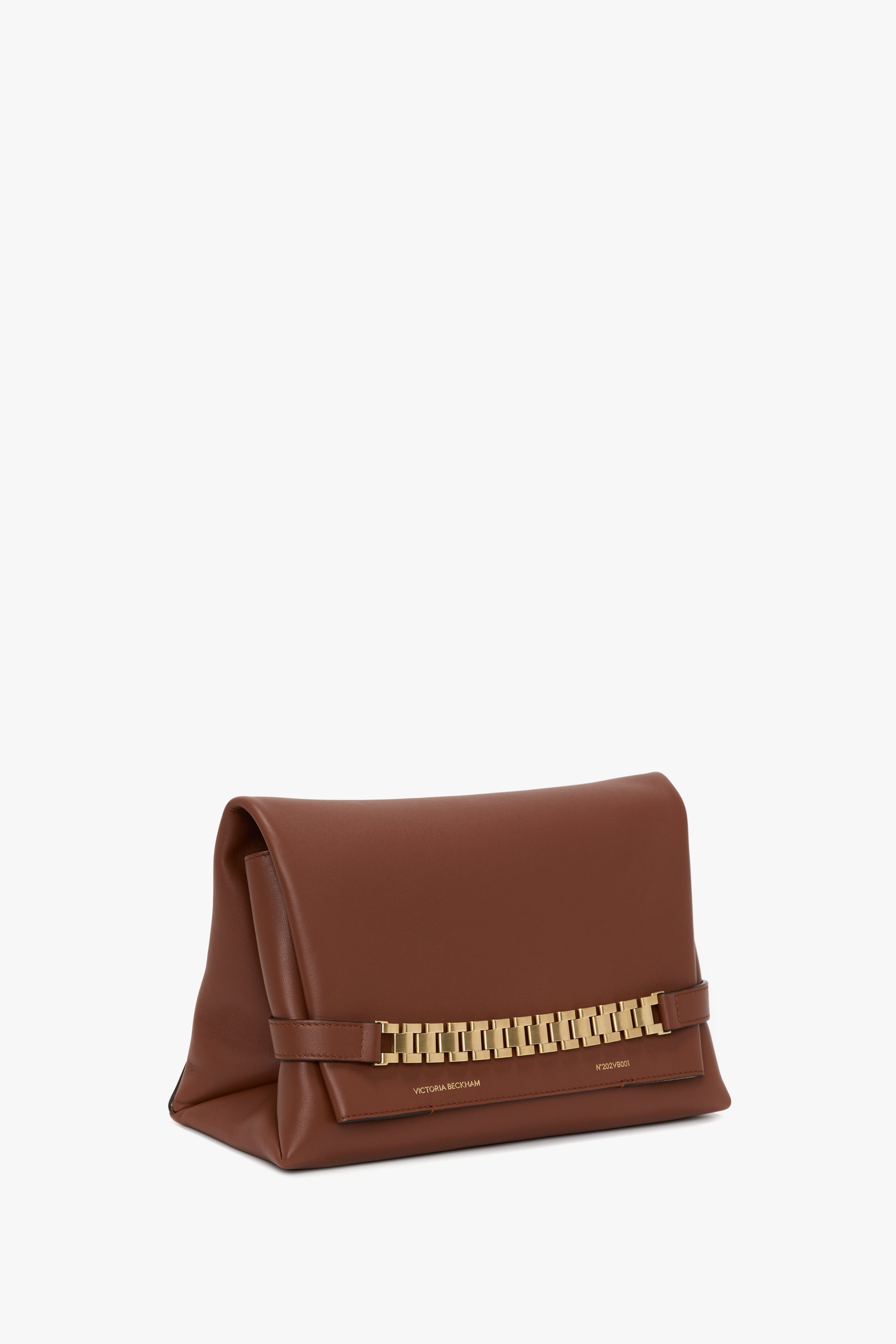 Chain Pouch Bag With Strap In Russet Leather - 2