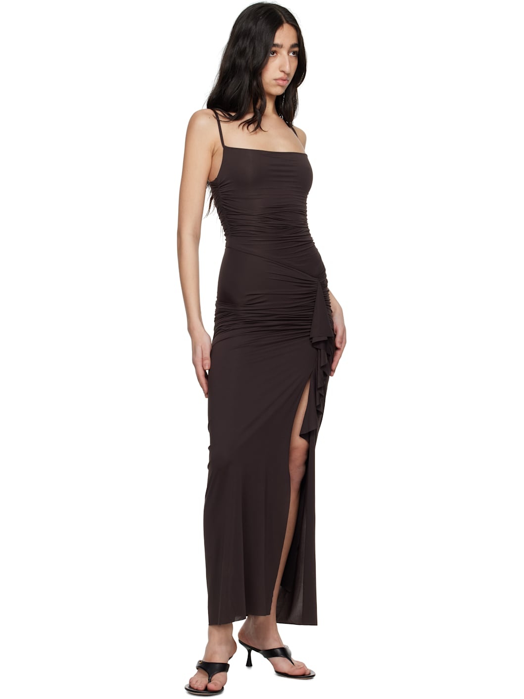 Brown Nara Ruffle Maxi Dress - 4