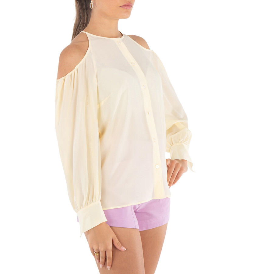Stella Mccartney Ladies Yellow Off Shoulder Silk Blouse - 2