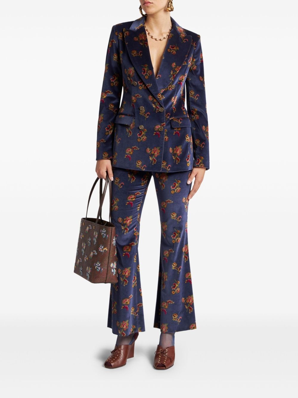 floral flared trousers - 2