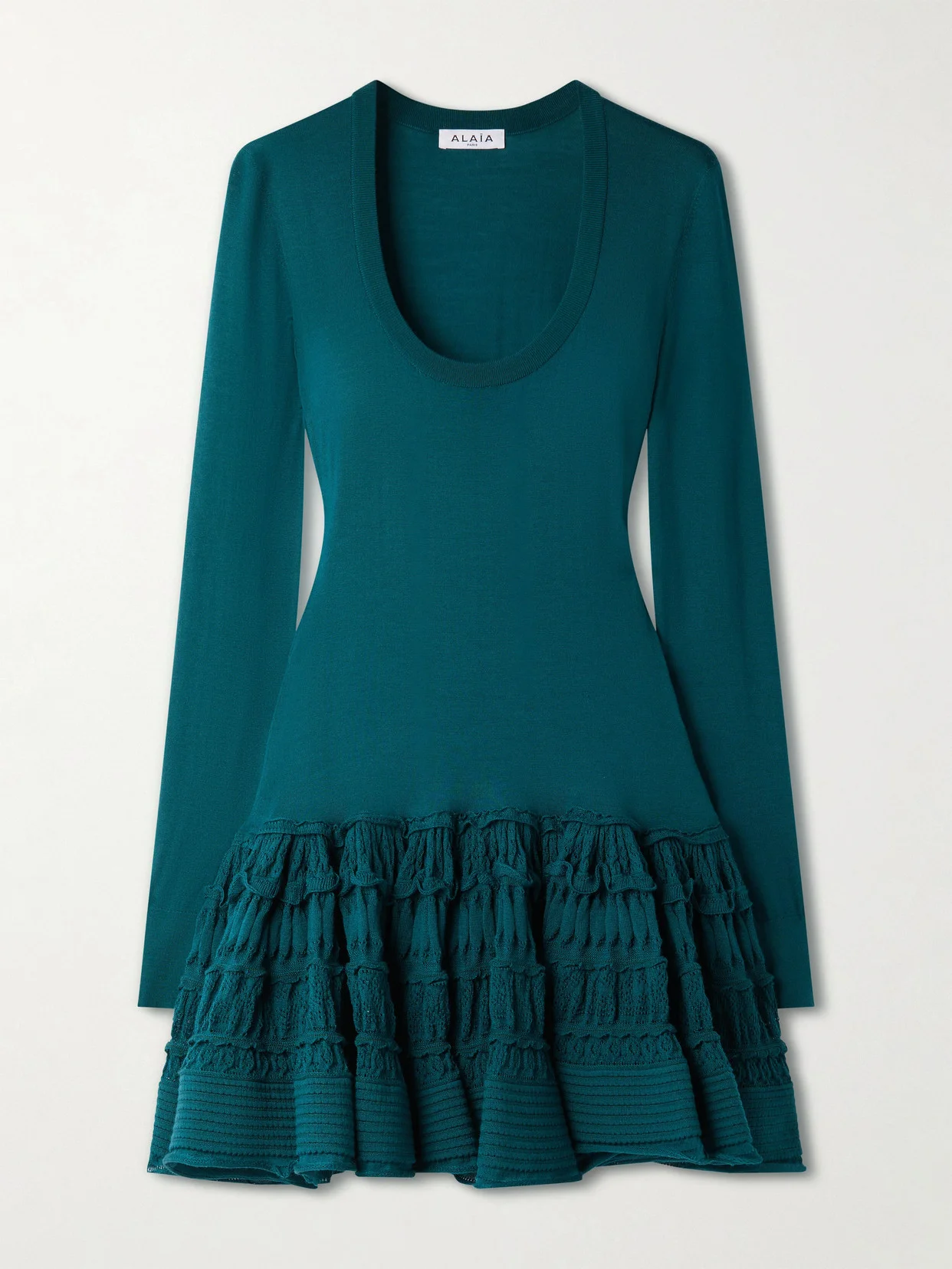 Ruffled Wool-blend Mini Dress - 1