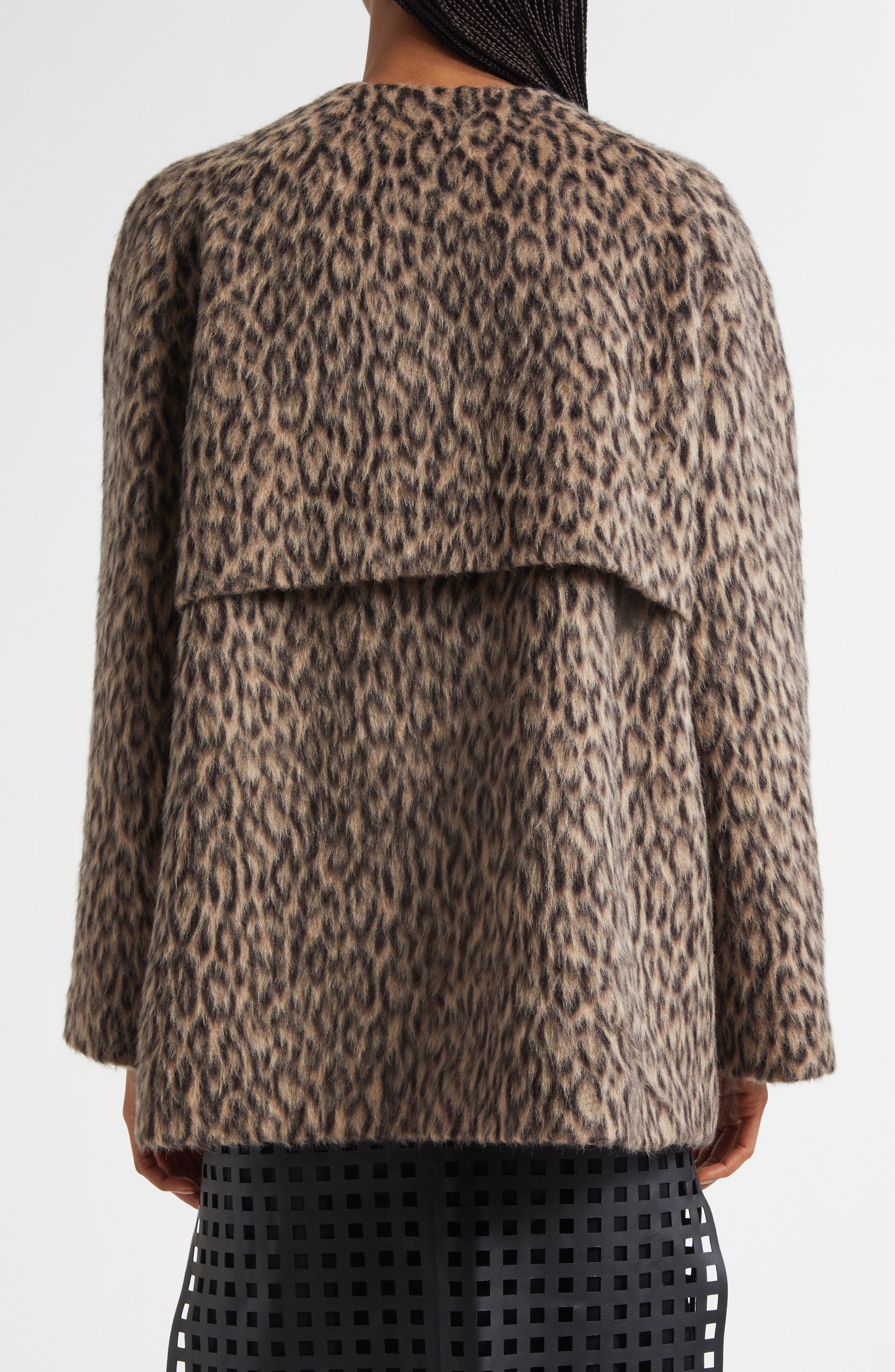 Emporio Armani Leopard Print Wool Blend Double Breasted Jacket in Beige Multi at Nordstrom - 3