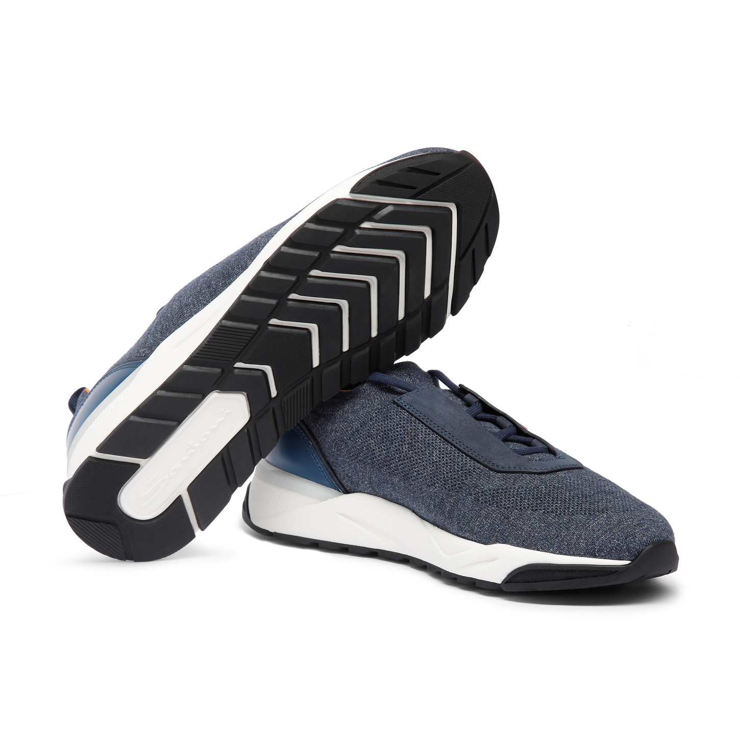 Men's blue stretch knit sneaker - 3