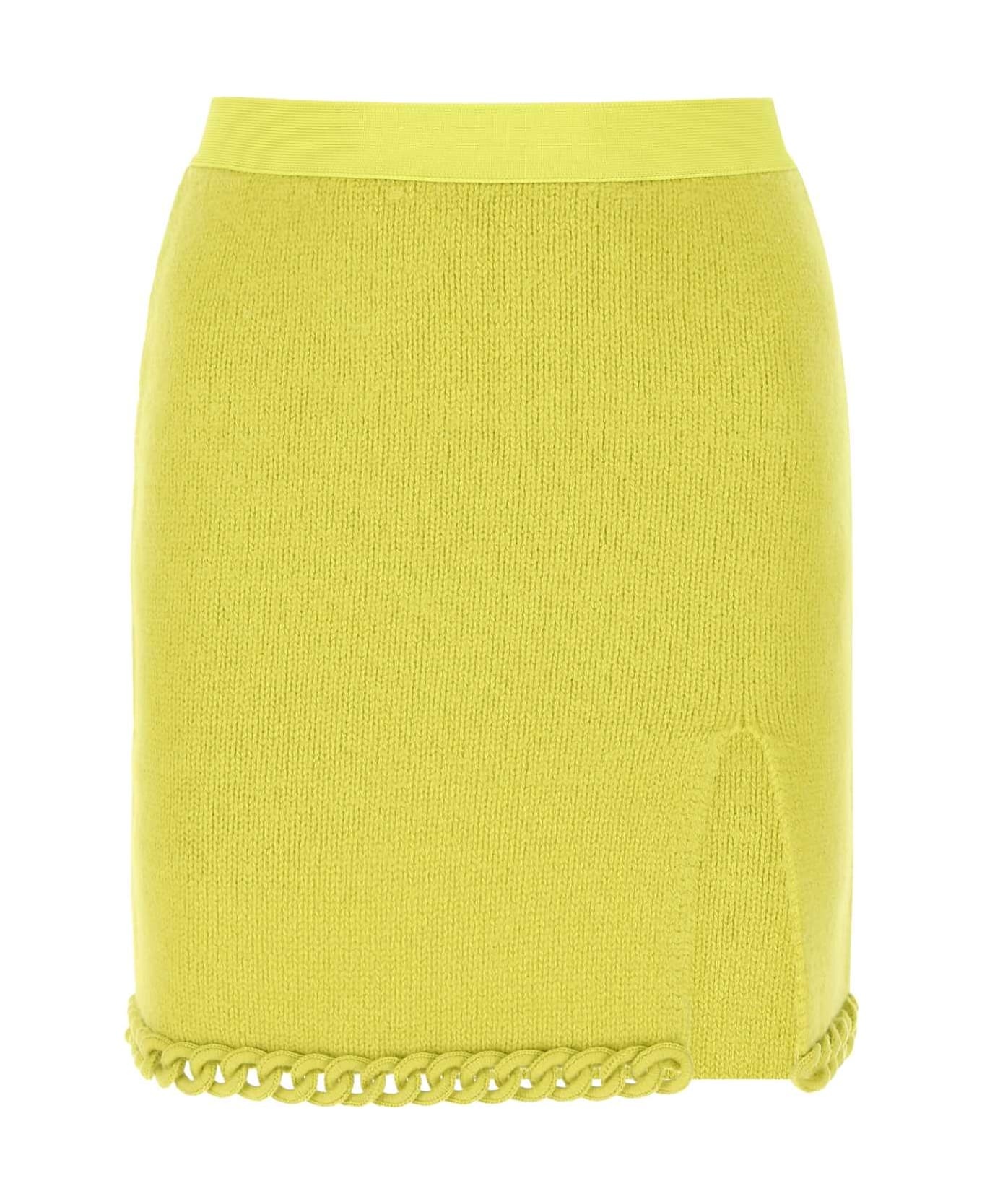 Acid Green Wool Mini Skirt - 1