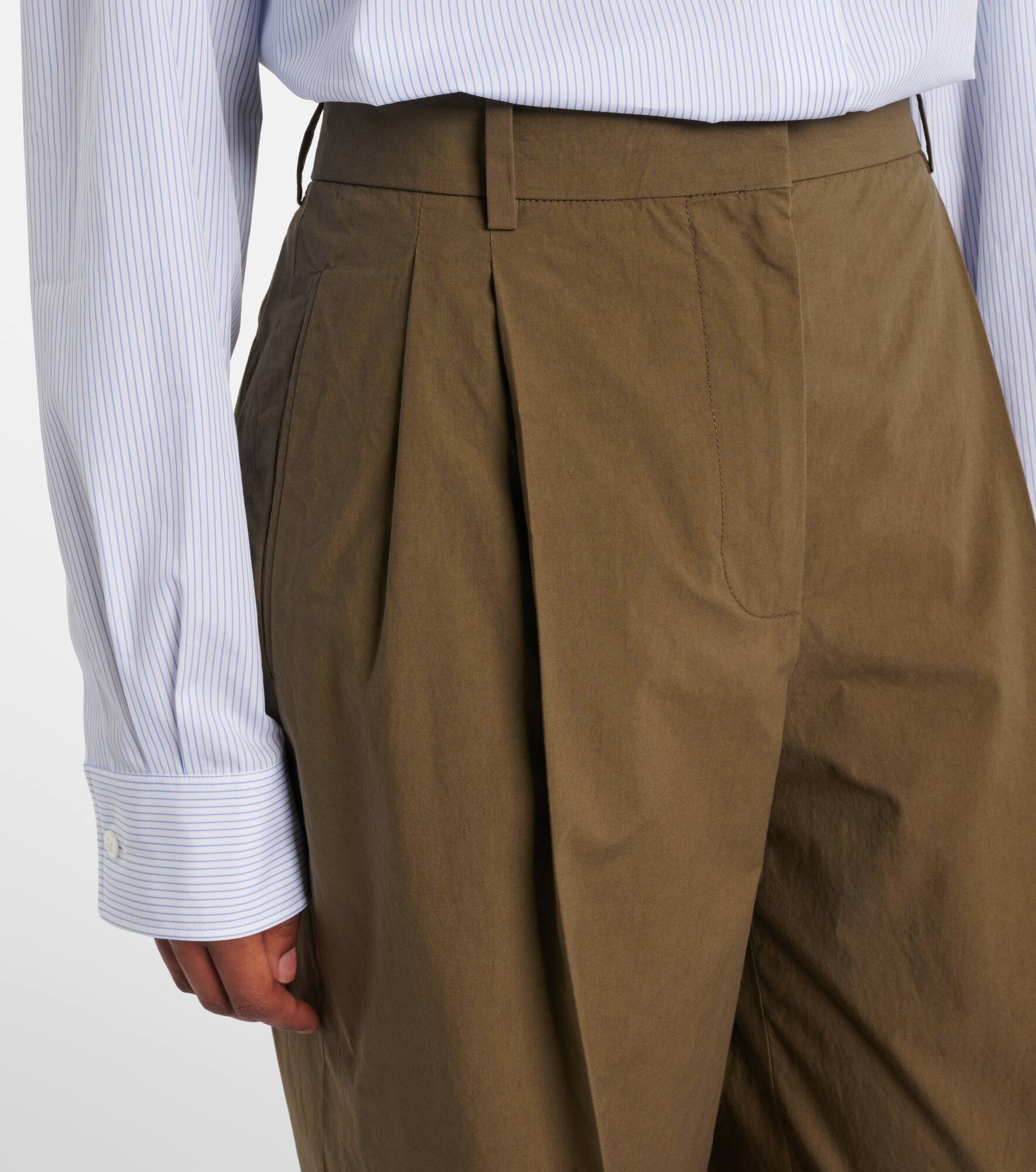 Lilas high-rise cotton poplin wide-leg pants - 4