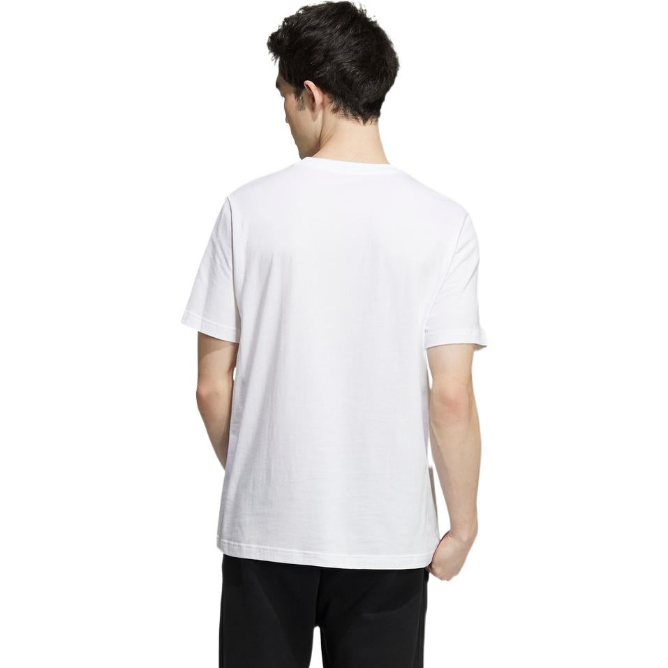 Men's adidas neo Solid Color Alphabet Printing Round Neck Casual Short Sleeve White T-Shirt HD4682 - 3