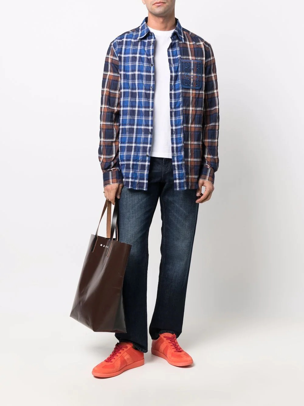 logo-embroidered check shirt - 2