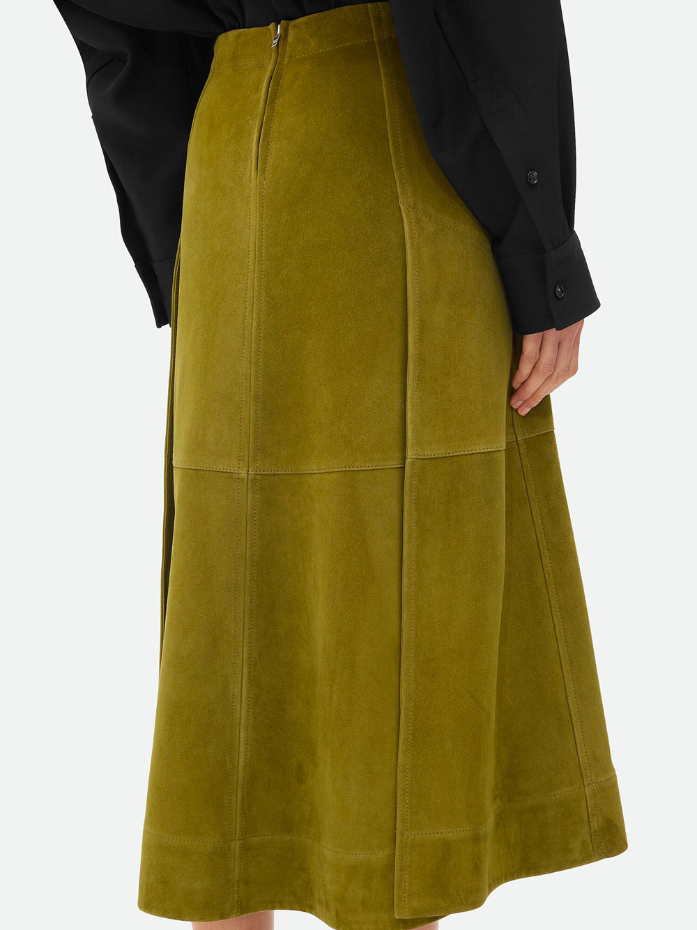 Bottega Veneta Women Suede Leather Midi Skirt - 5