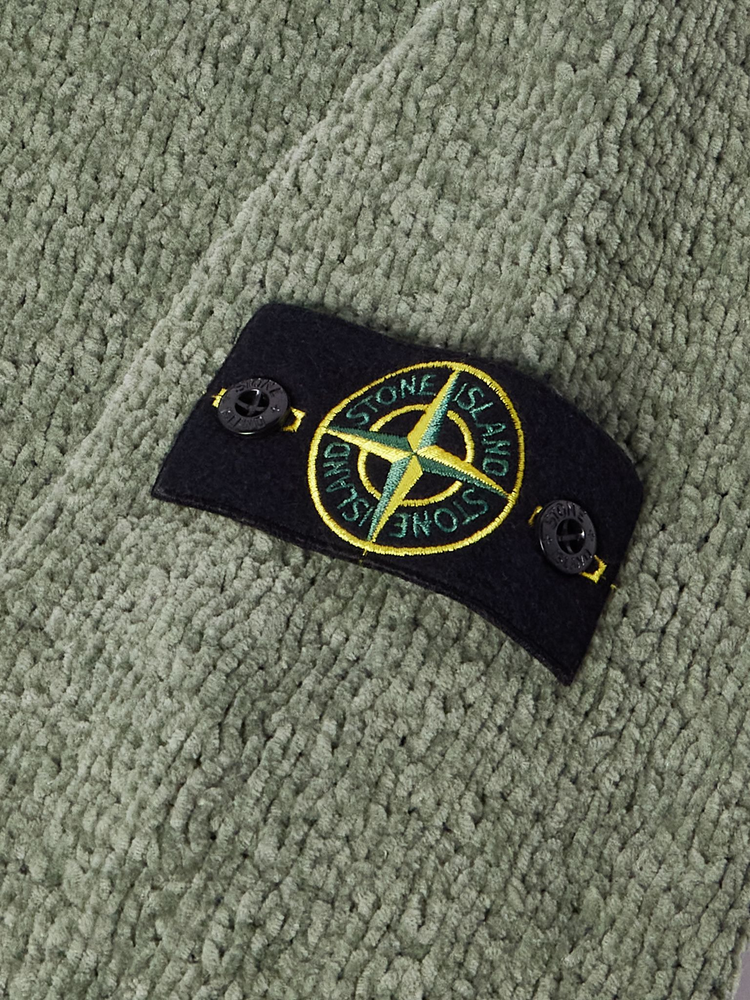 Logo-Appliquéd Cotton-Chenille Zip-Up Sweater Green - 5