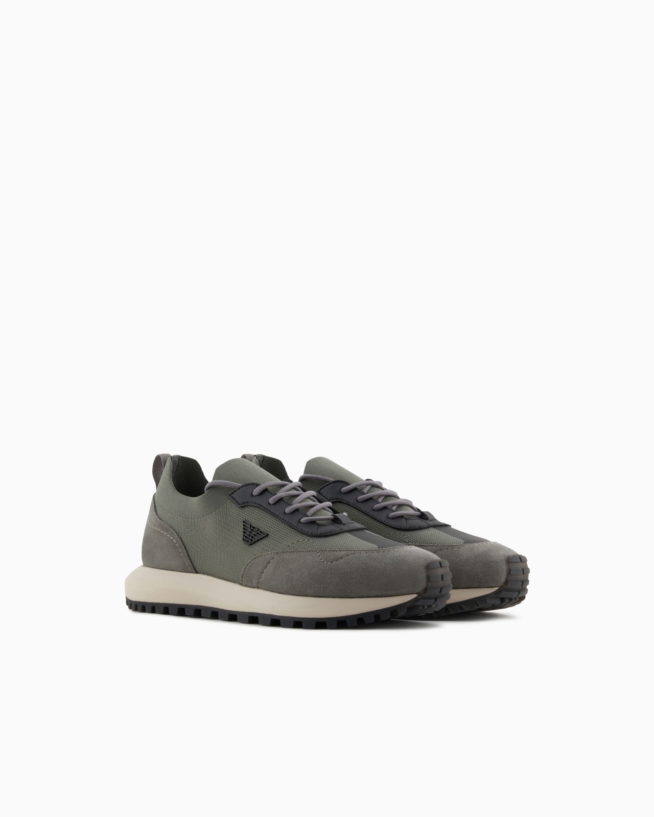 KNIT SNEAKERS WITH SUEDE DETAILS - 2