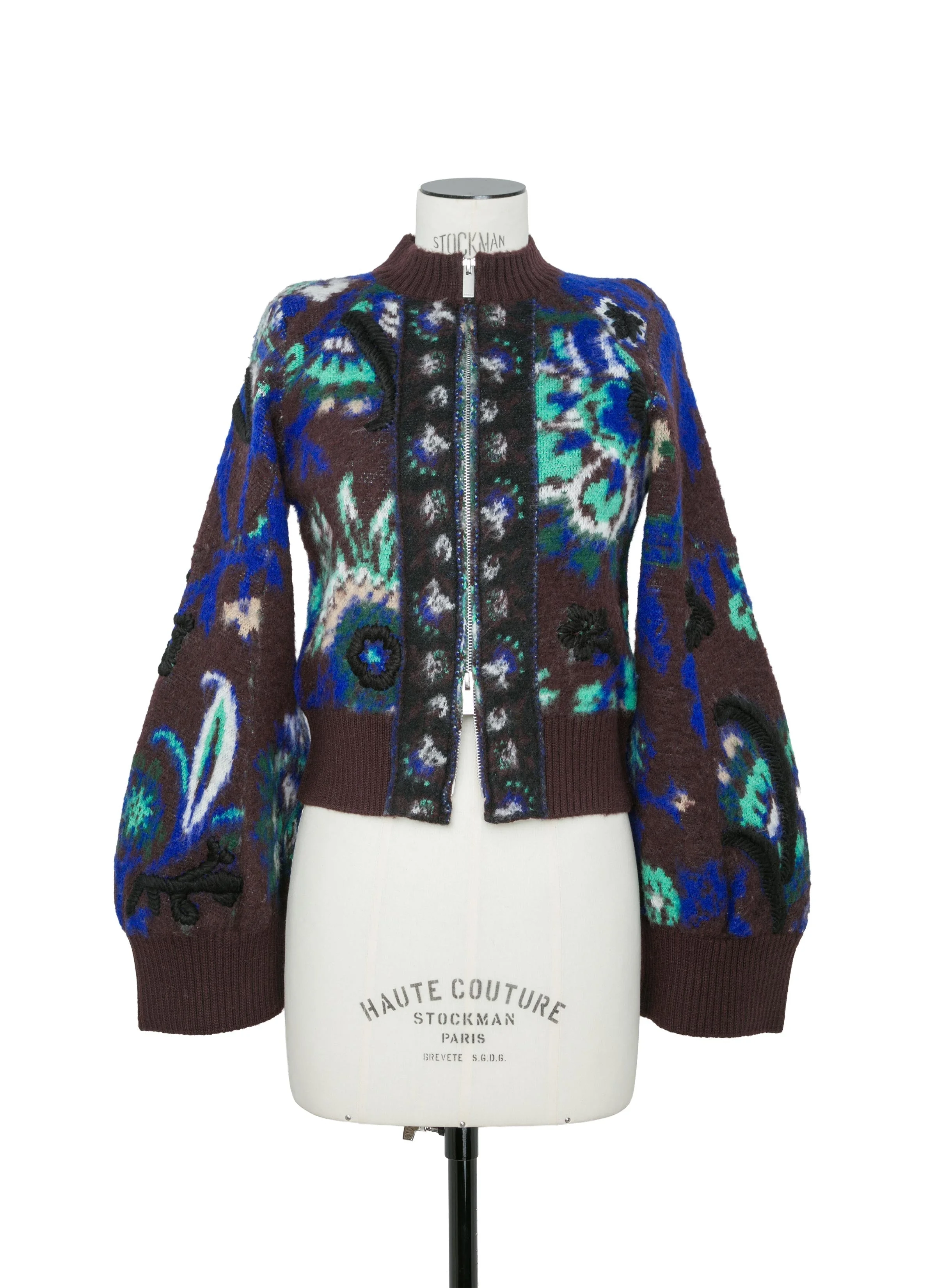 Floral Jacquard Knit Blouson - 1