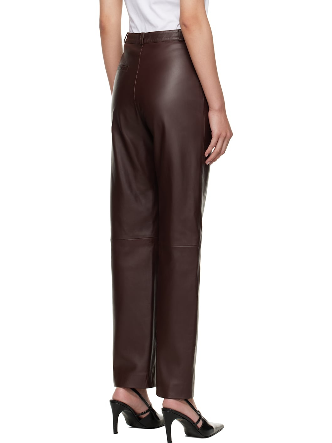 Burgundy Cobe Leather Pants - 3