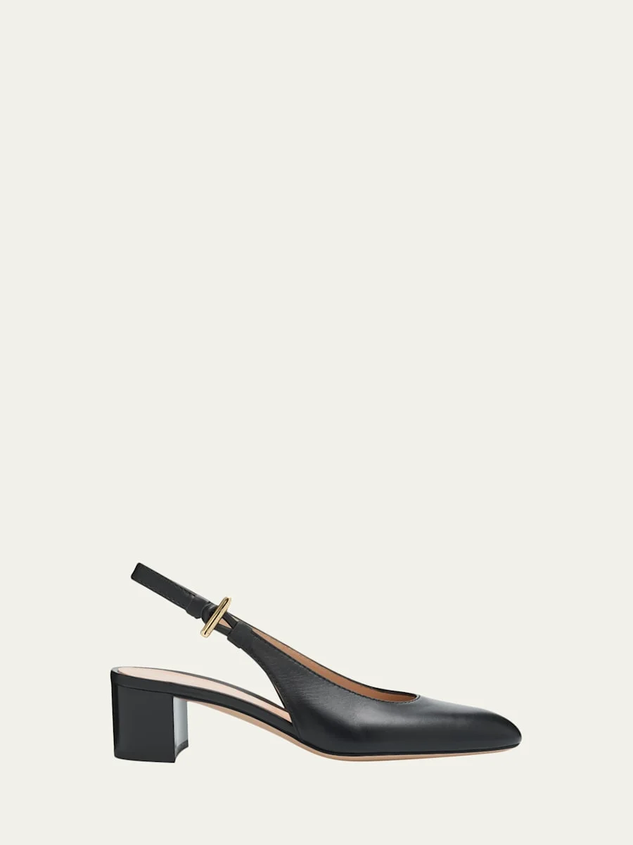 45mm Leather Slingback Pumps - 1