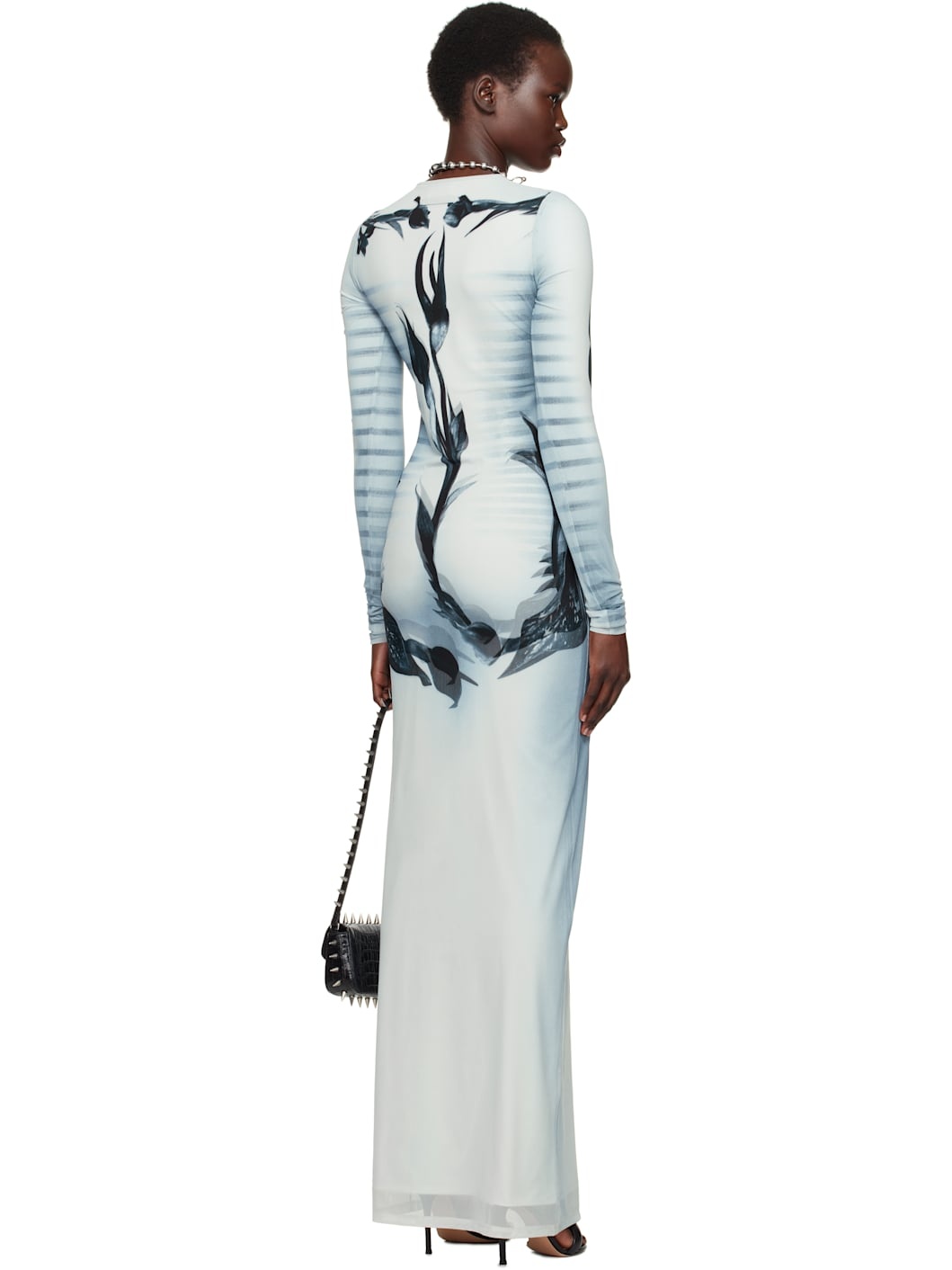 Gray & Black 'The Flower Body Morphing Marinière' Maxi Dress - 3
