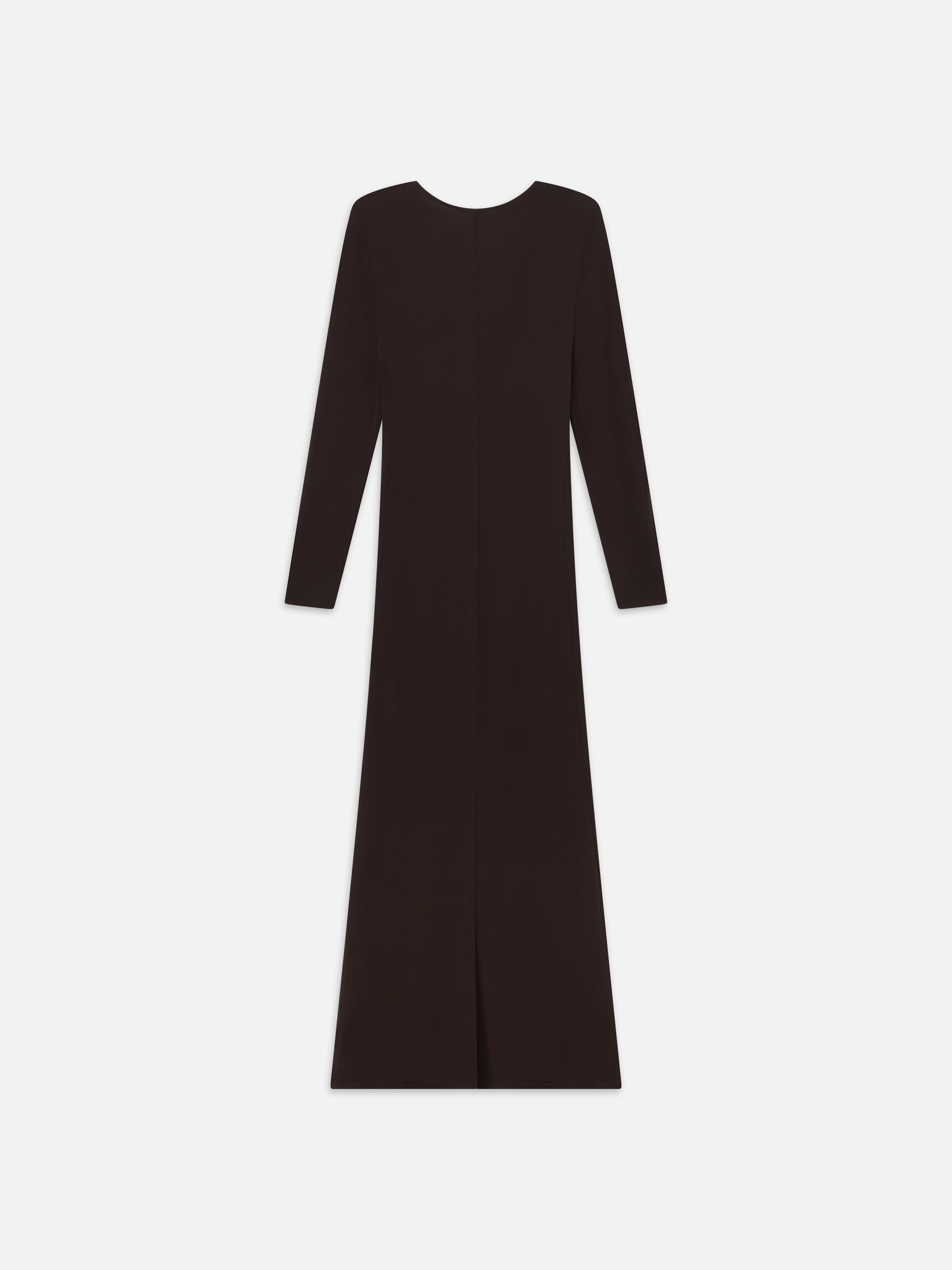 Deep V Jersey Dress in Chocolate Brown - 4