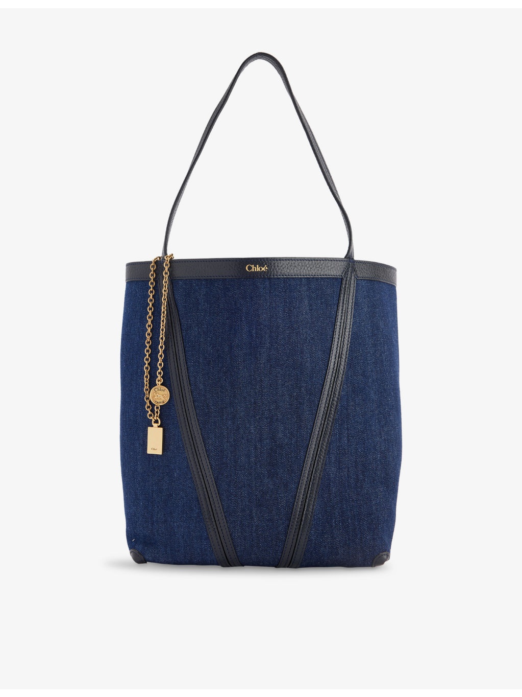 Spin Medium Denim And Leather Tote Bag - 1