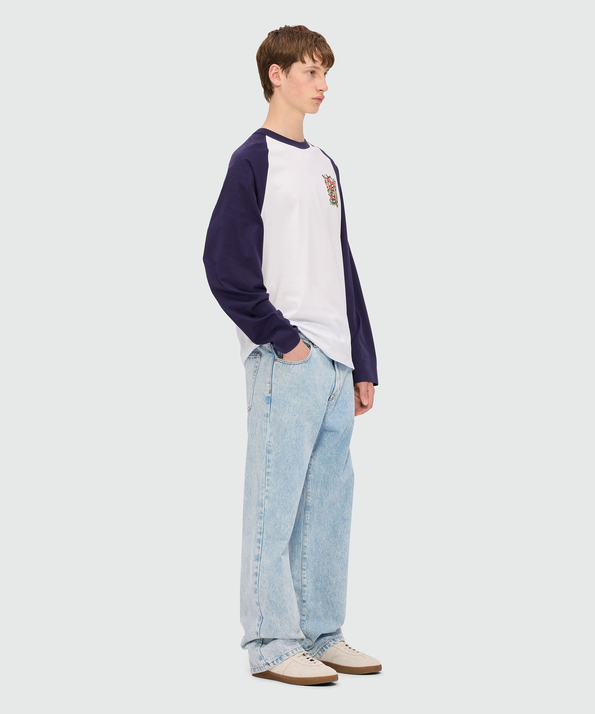 Two-tone long-sleeved jersey T-shirt with "Spray Mushroom" print - 4