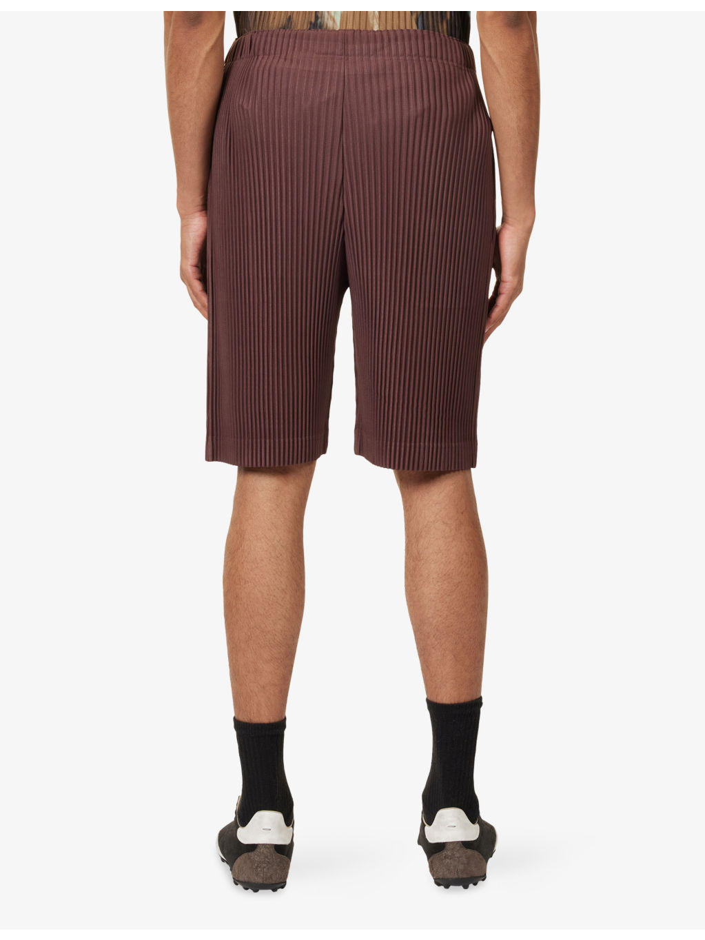 Color Pleats Drawstring Knitted Shorts - 4