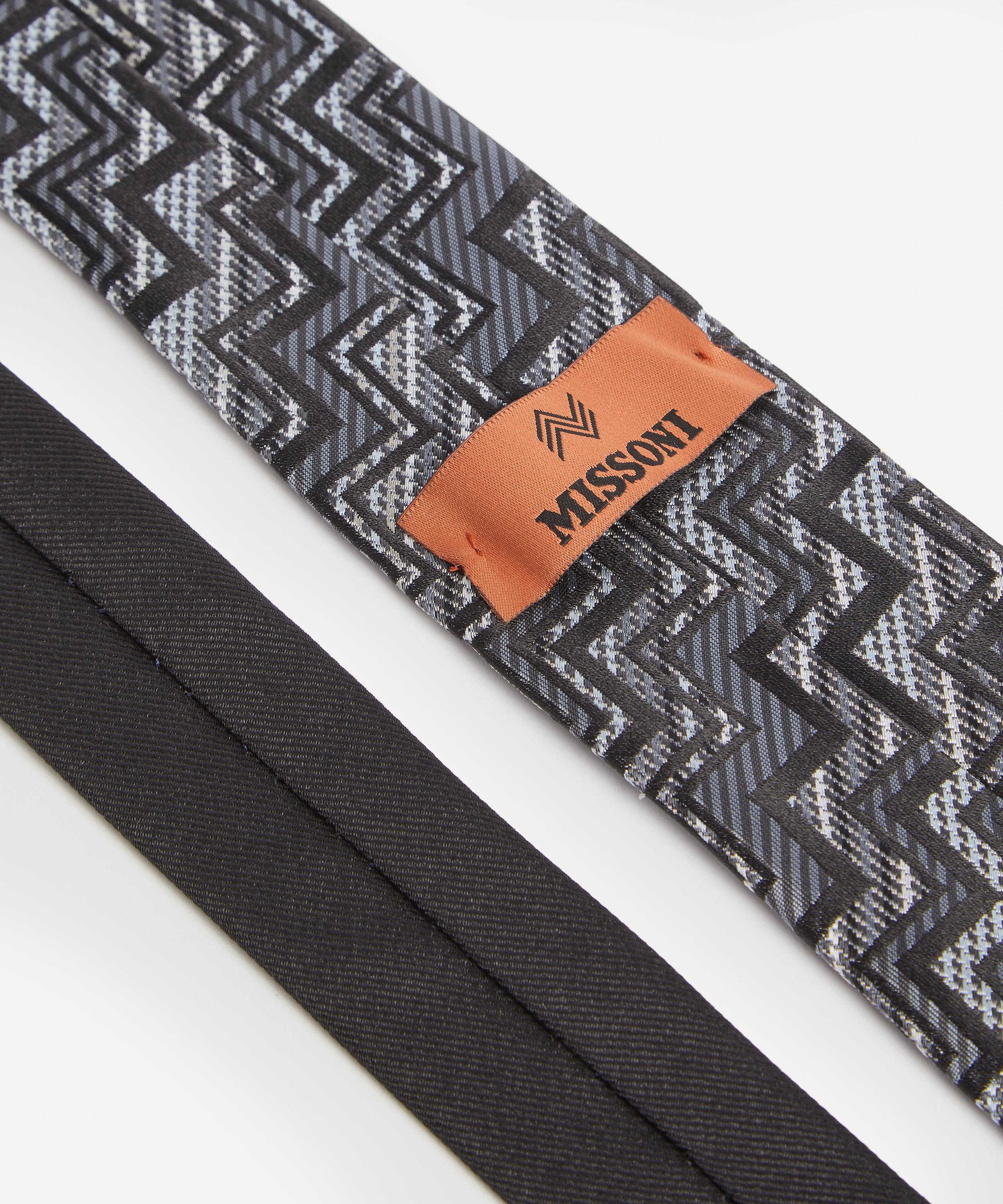 Tonal Stripe and Zig Zag Silk Tie - 2