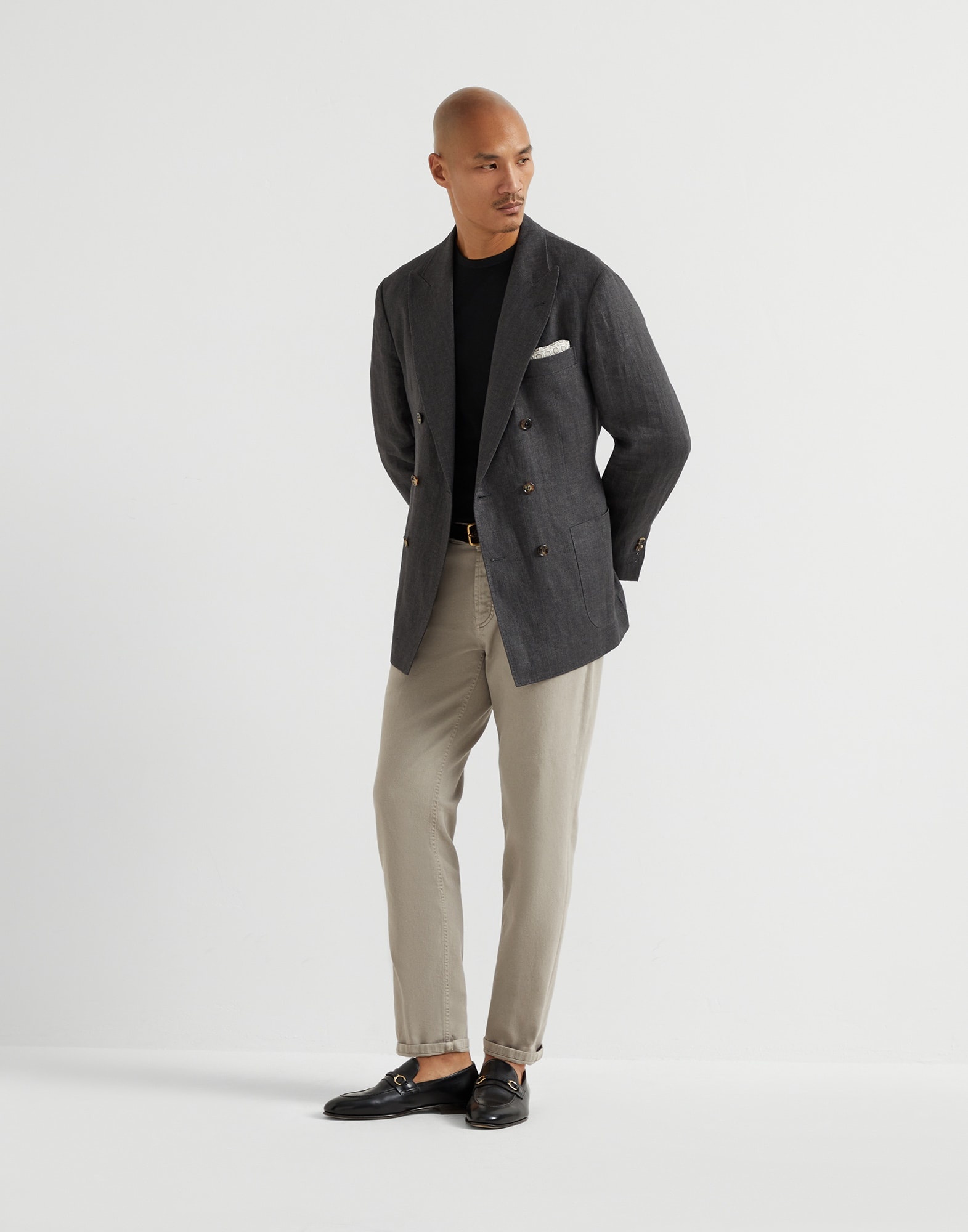 Garment-dyed comfort lightweight denim traditional fit five-pocket trousers - 4