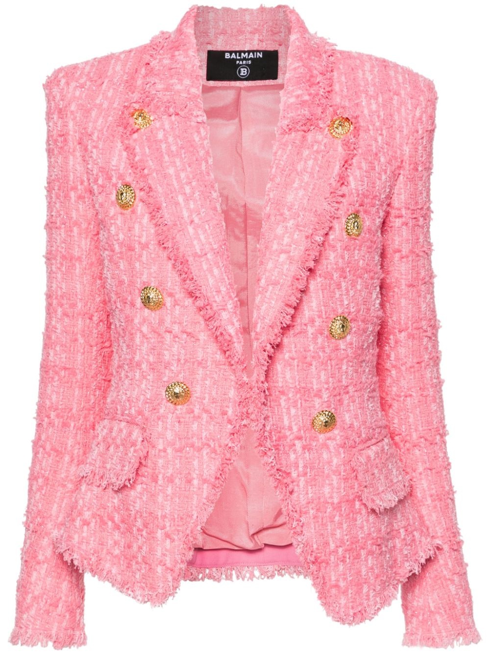 embossed-buttons tweed jacket - 1