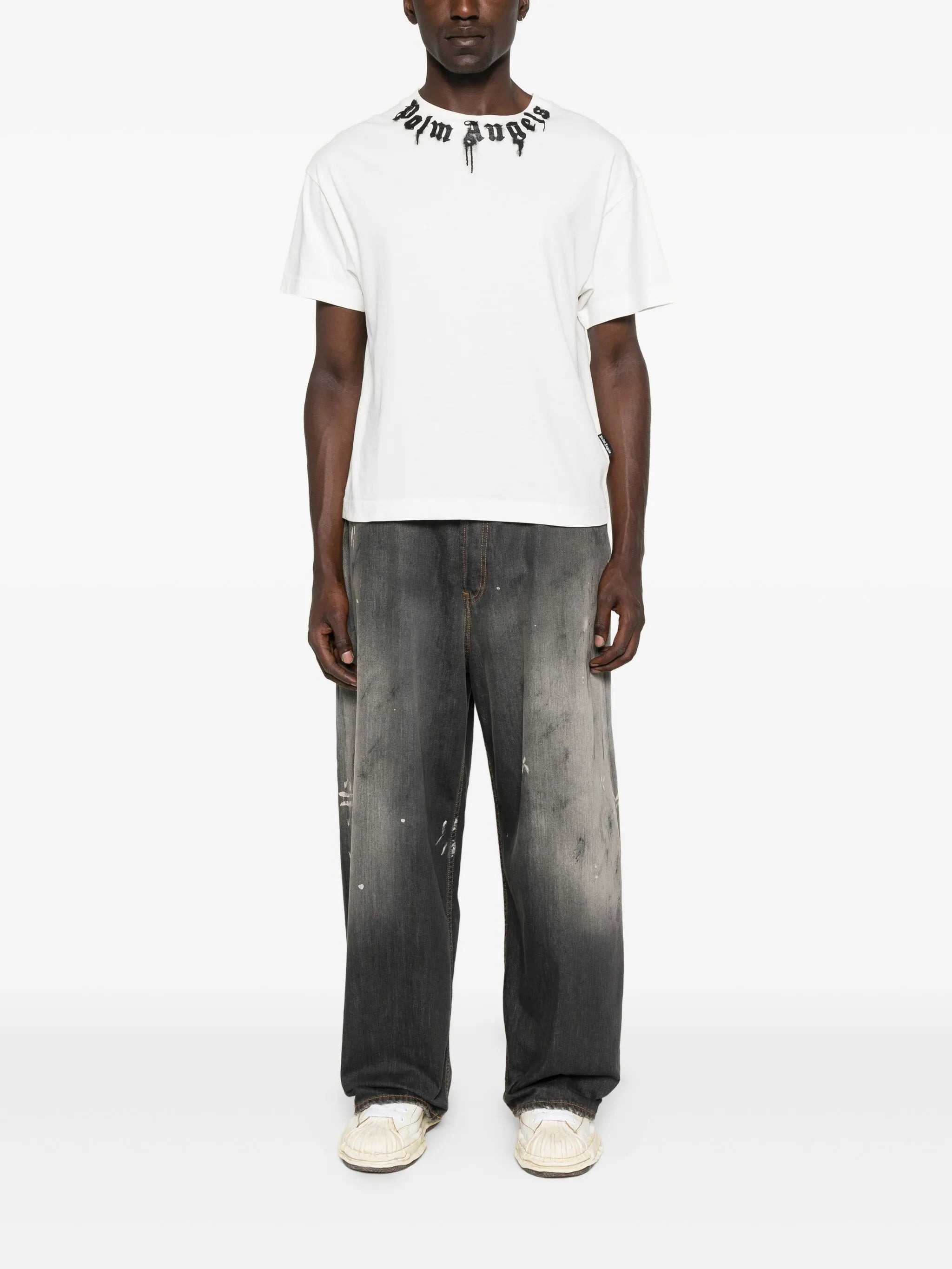 Palm Angels Neck-logo Cotton T-shirt - 4