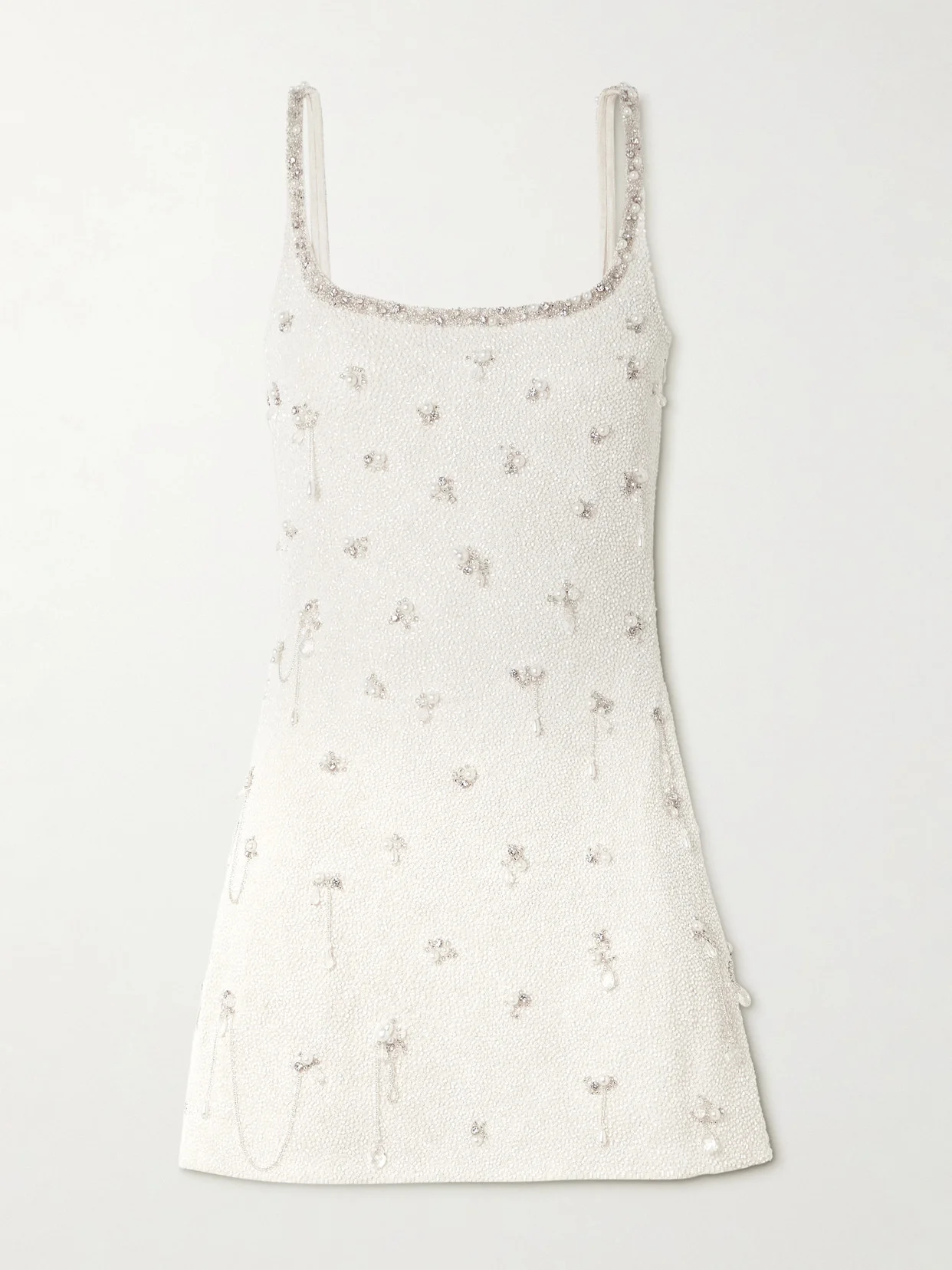 Droplet Embellished Beaded Stretch-tulle Mini Dress - 1