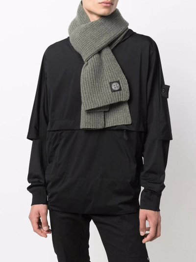 Stone Island logo patch wool scarf outlook