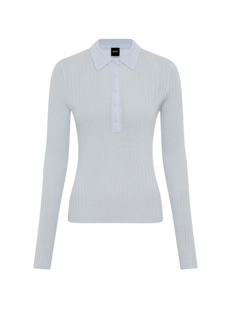 ribbed-knit polo top 1