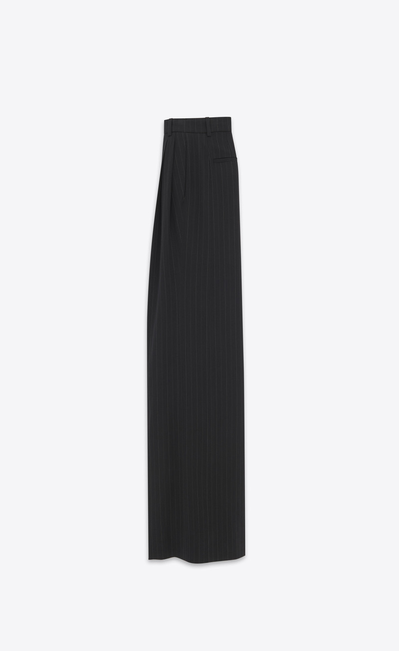 SAINT LAURENT wide-leg pants in striped wool outlook