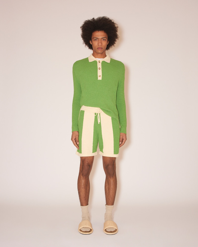 Nanushka BRENT - Terry-knit drawstring shorts - Stripe creme / green outlook