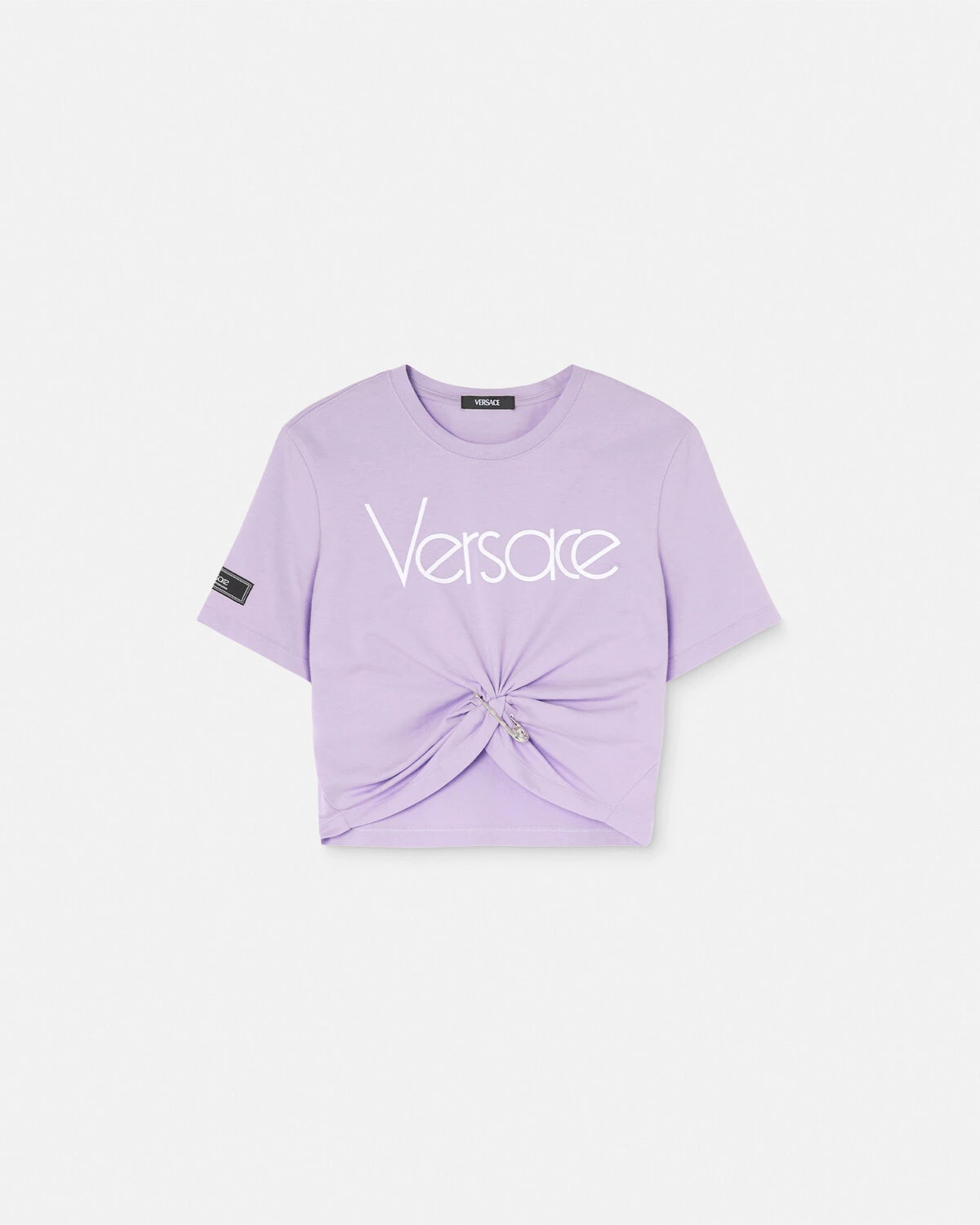【VERSACE】Logo Cotton Crop T-shirt VERSACE Logo Print Cotton Jersey Crop T-shirt Versace
