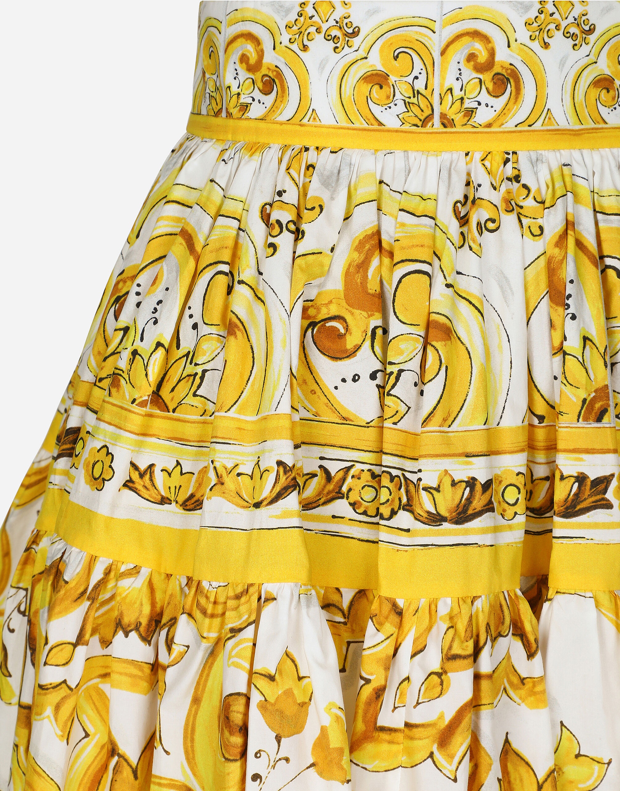 Short circle skirt in majolica-print cotton - 5