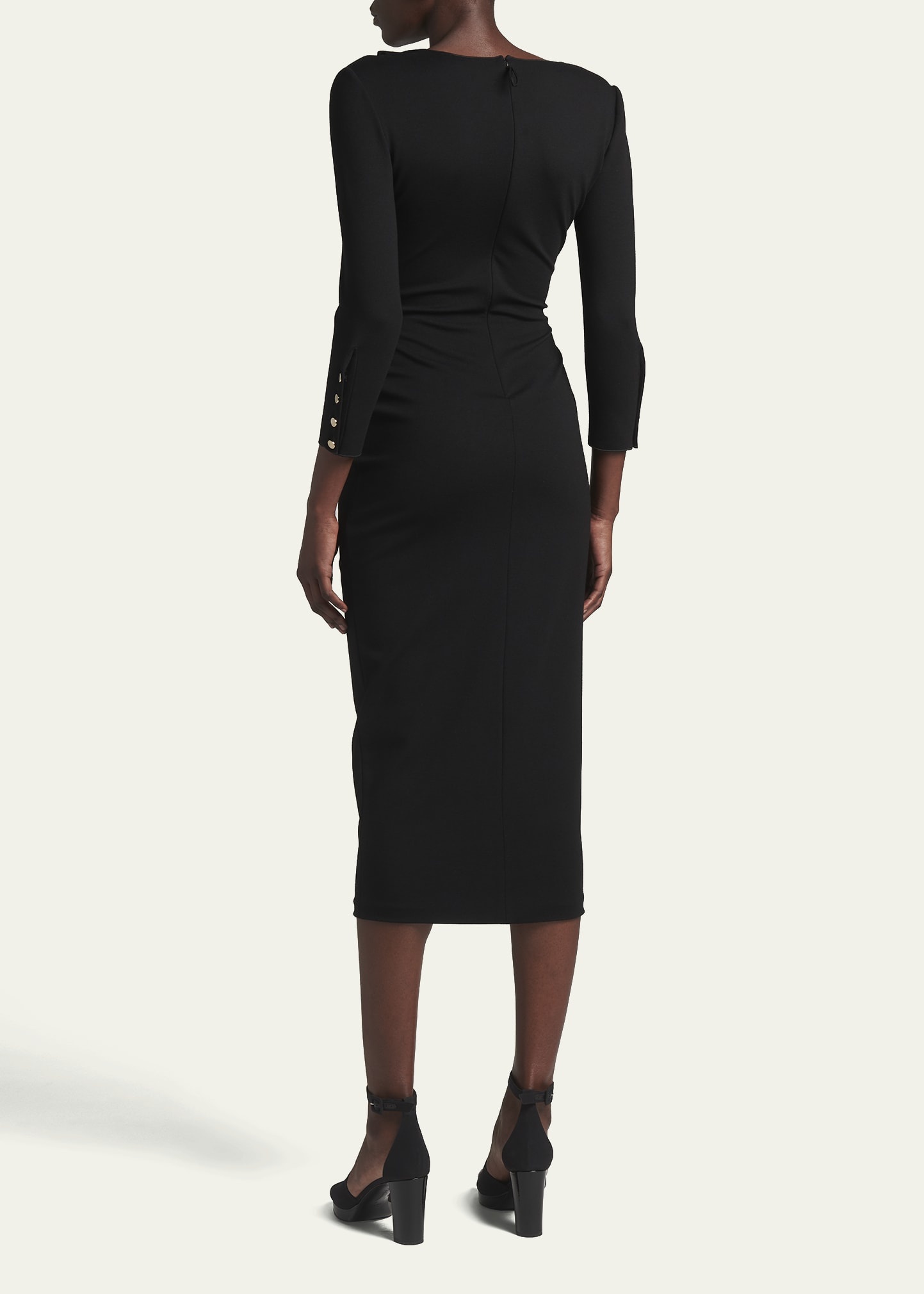 Asymmetric Keyhole Midi Dress - 3