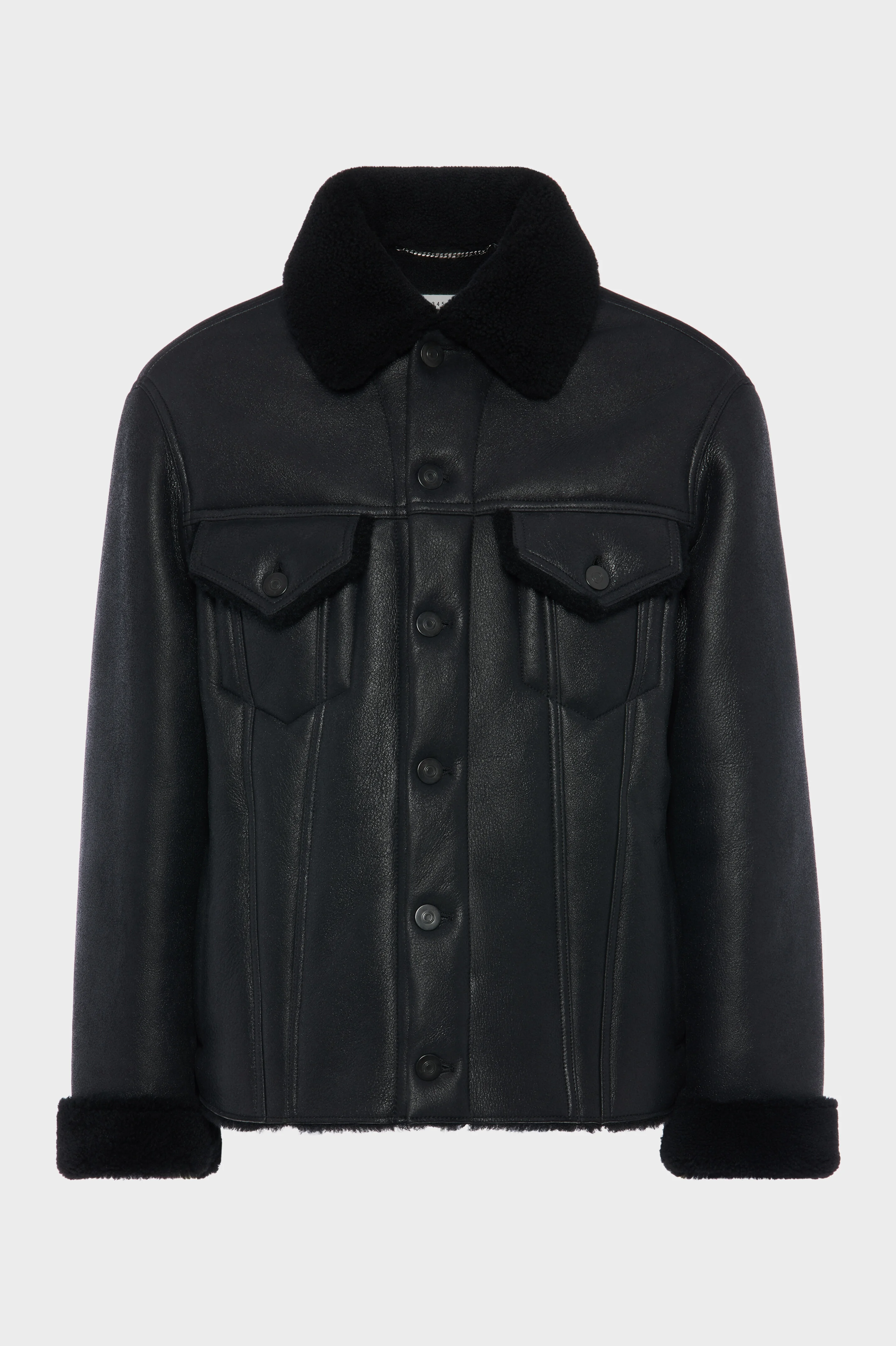 Waxed shearling jacket - 1