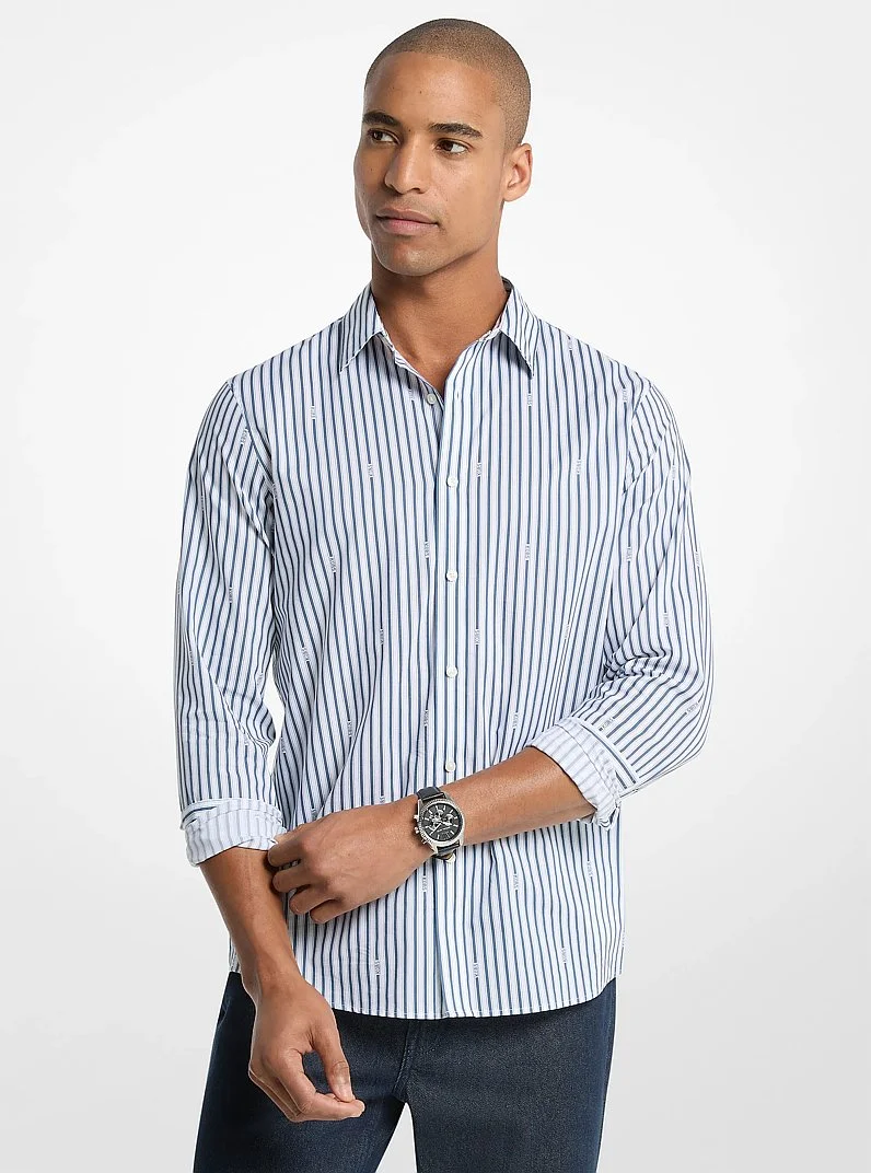 Striped Cotton Blend Shirt - 1