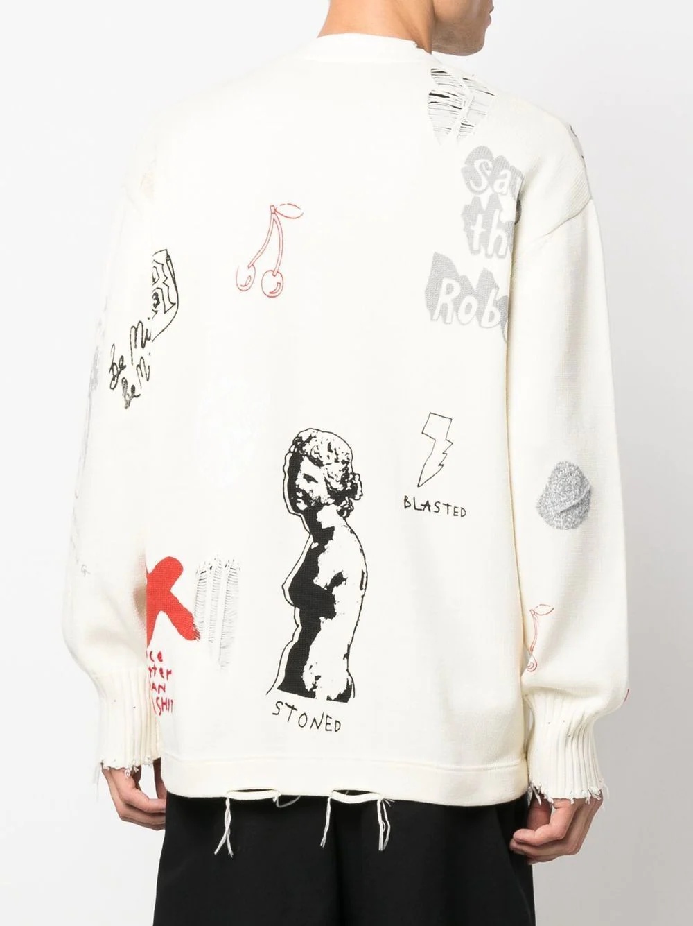 distressed graffiti cardigan - 5