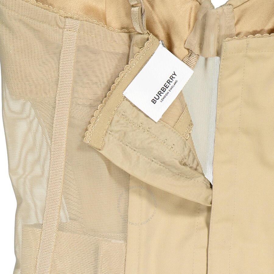 Burberry Ladies Pale Honey Mesh Panel Detail Cotton Bodice - 11