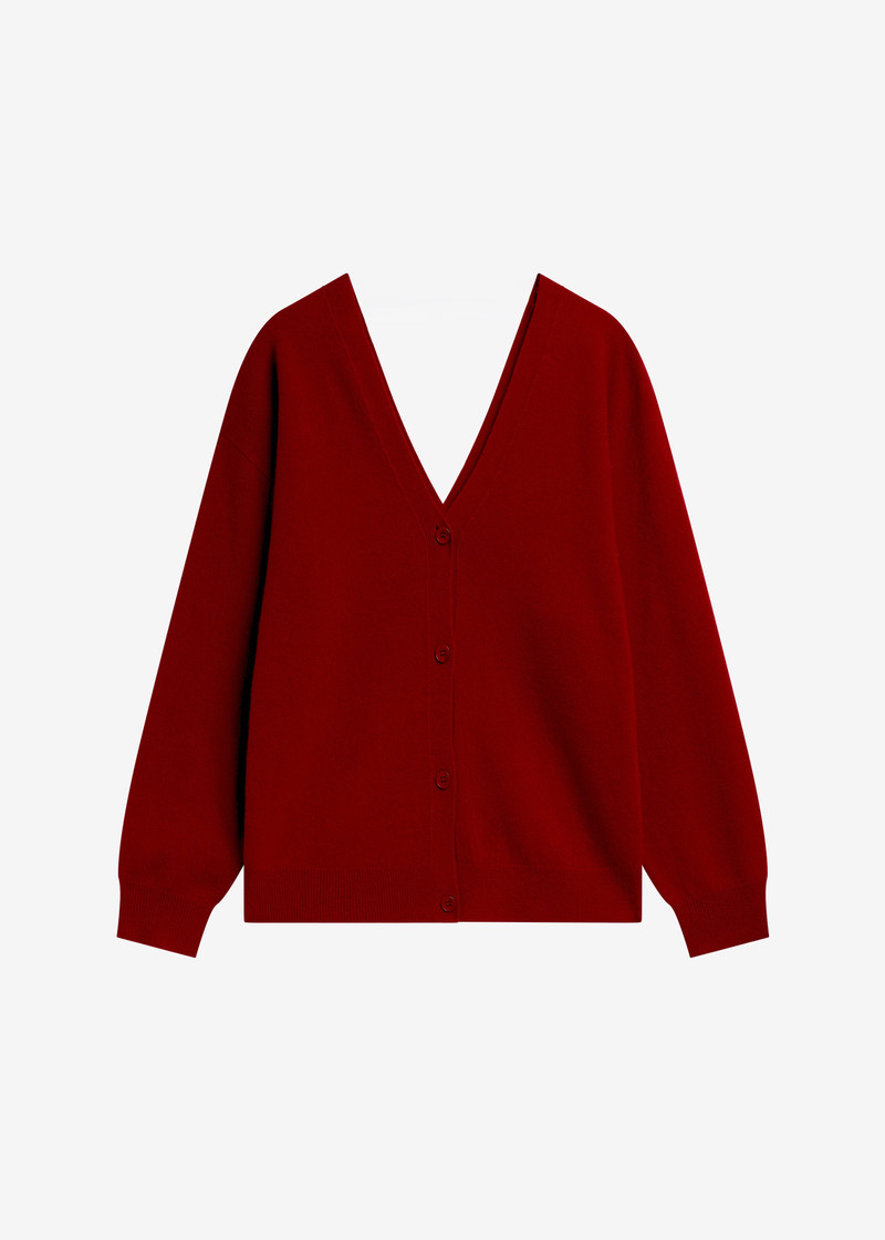 Lachen Double-Sided Wool Cardigan - Red 1